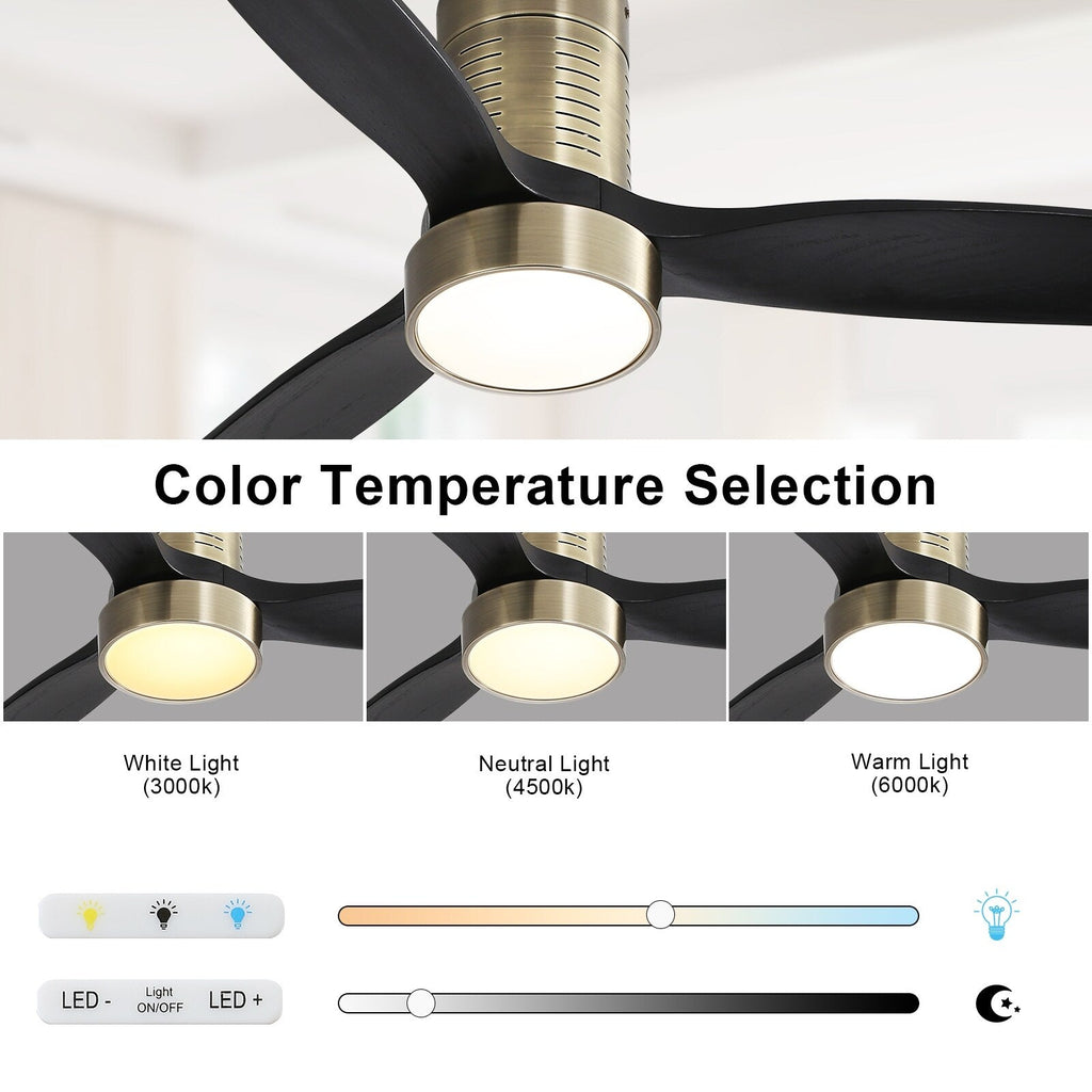 Ventilateur de plafond encastré Sofucor 52 pouces avec télécommande, moteur réversible et éclairage intégré en option
