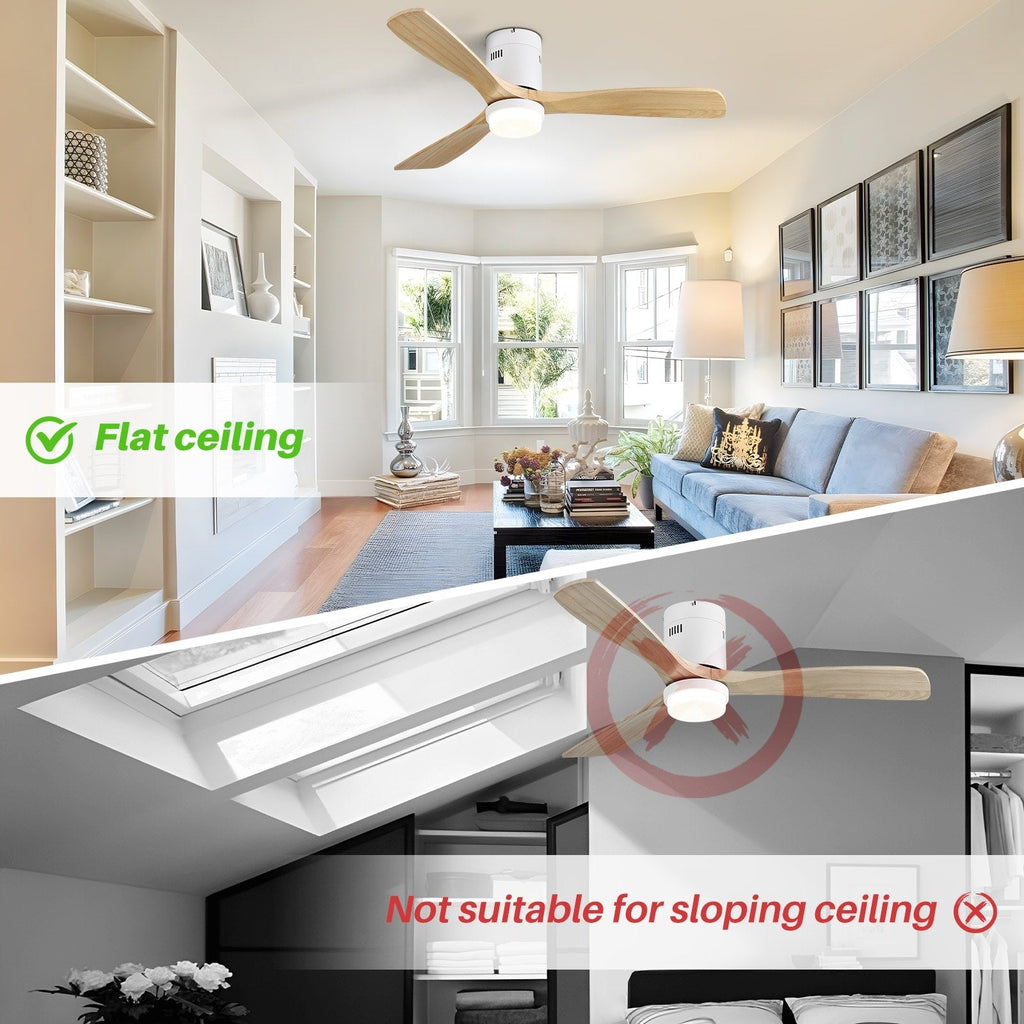 Ventilateur de plafond encastré Sofucor 52 pouces avec télécommande, moteur réversible et éclairage intégré en option