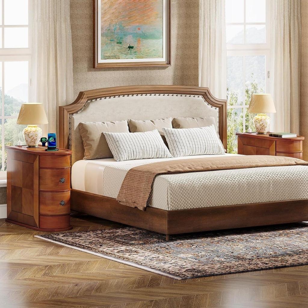 Table d'appoint étroite à deux tiroirs en bois massif