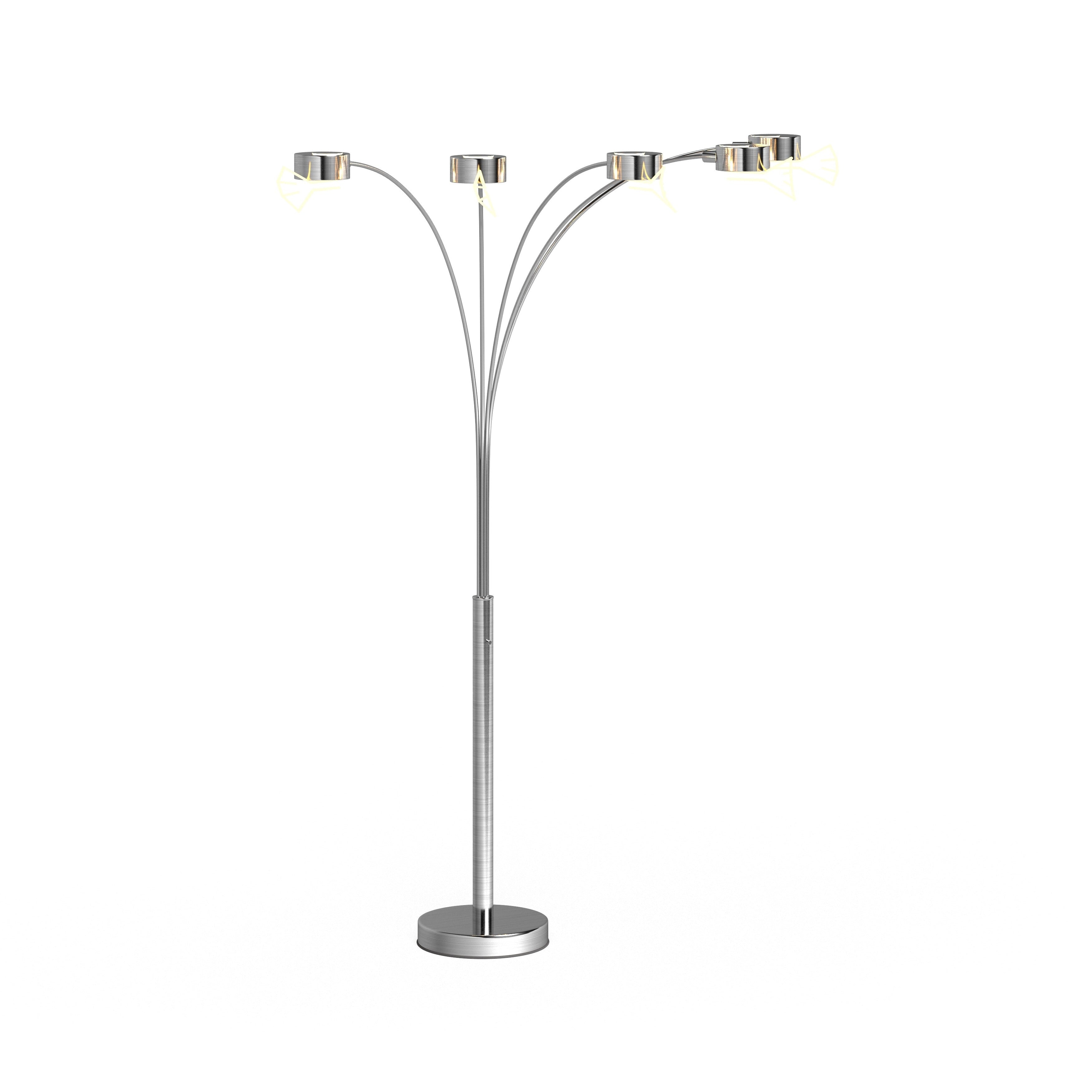 Lampadaire arqué en acier brossé Charlie de Strick &amp; Bolton à 5 lumières