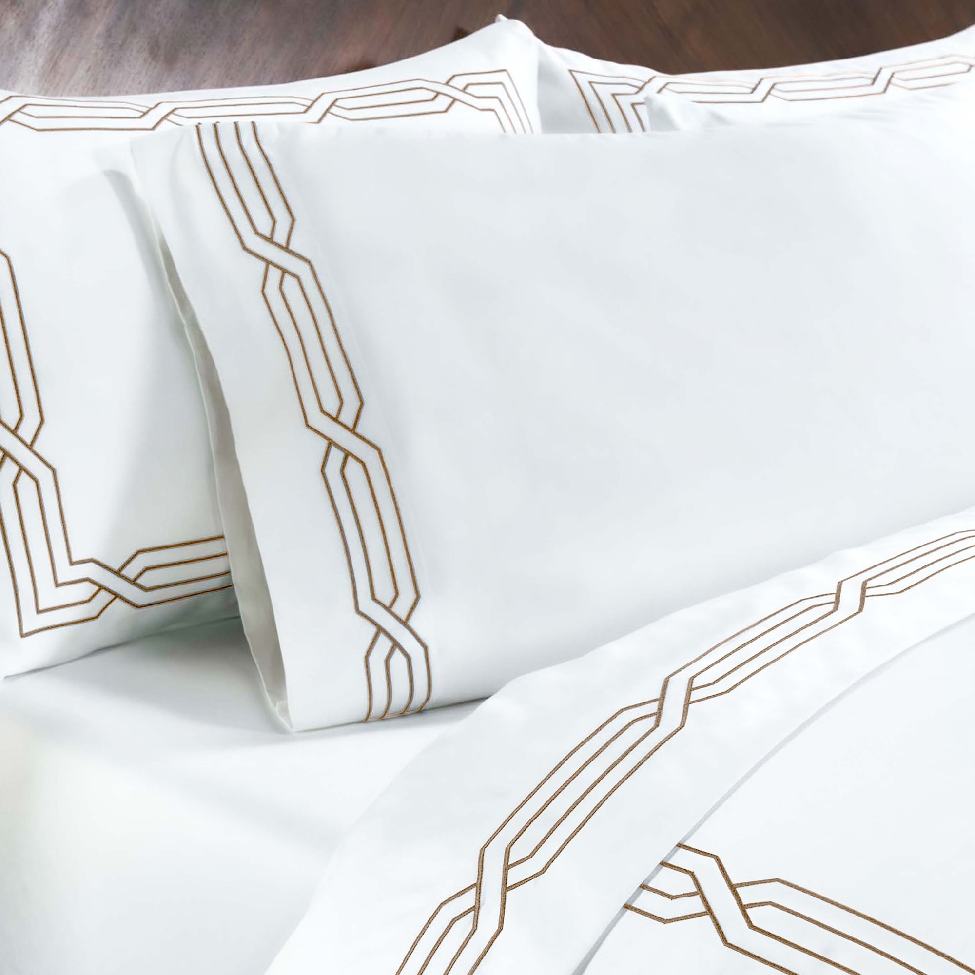 Parure de draps unie écologique en coton égyptien de qualité supérieure 1 200 fils