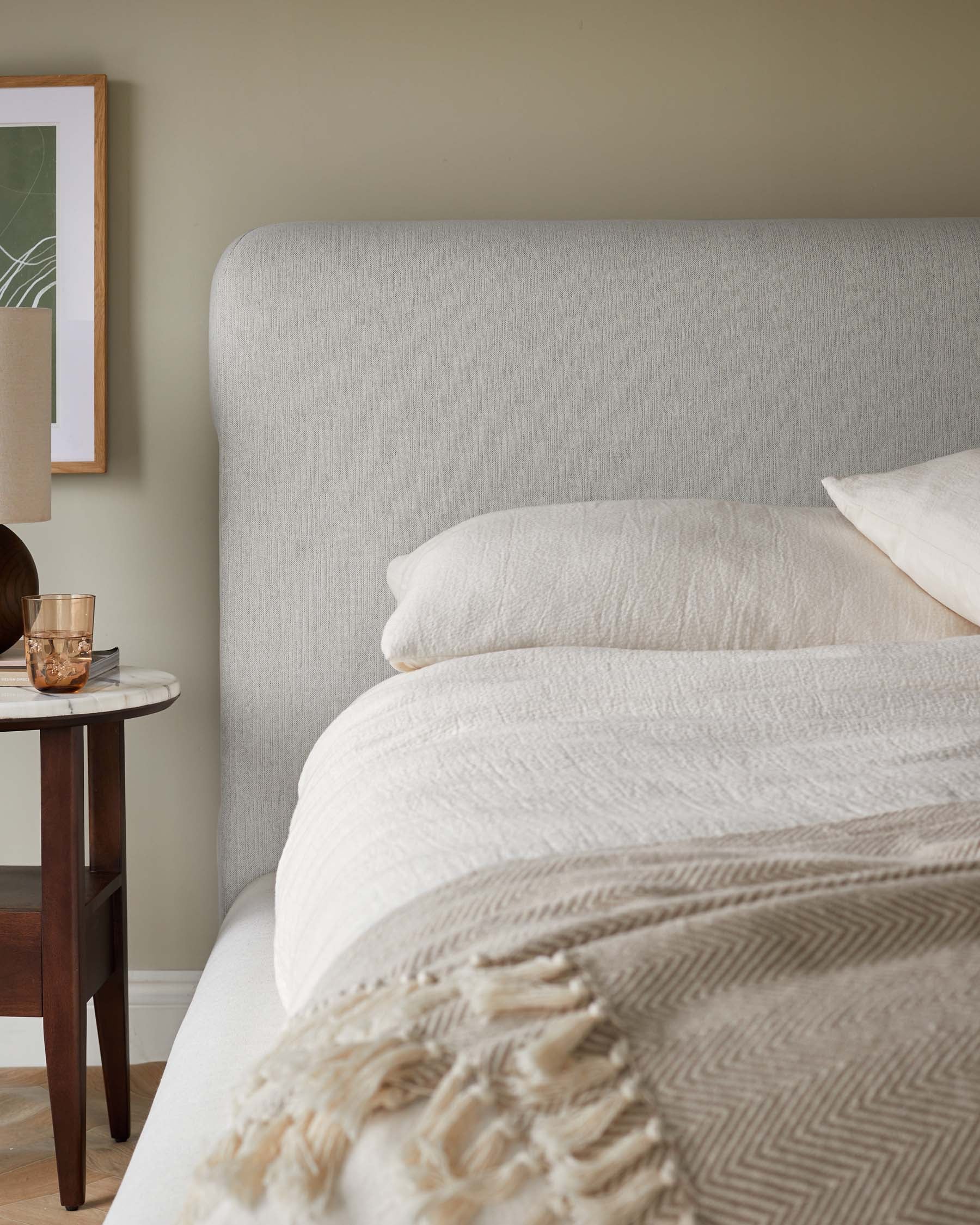 Lit coffre super king en tissu bicolore ivoire Taylor