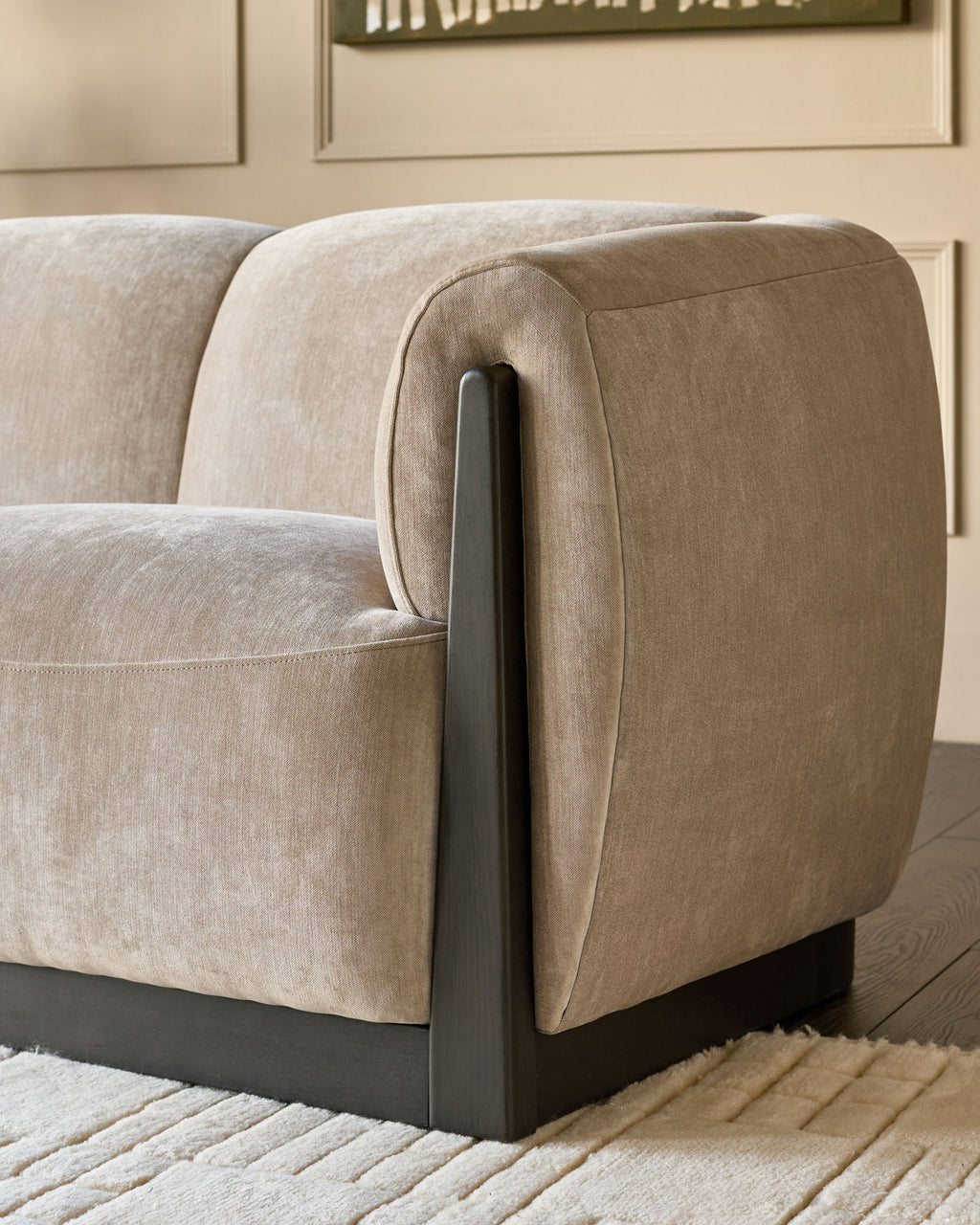 Canapé 3 places Teagan en velours champagne