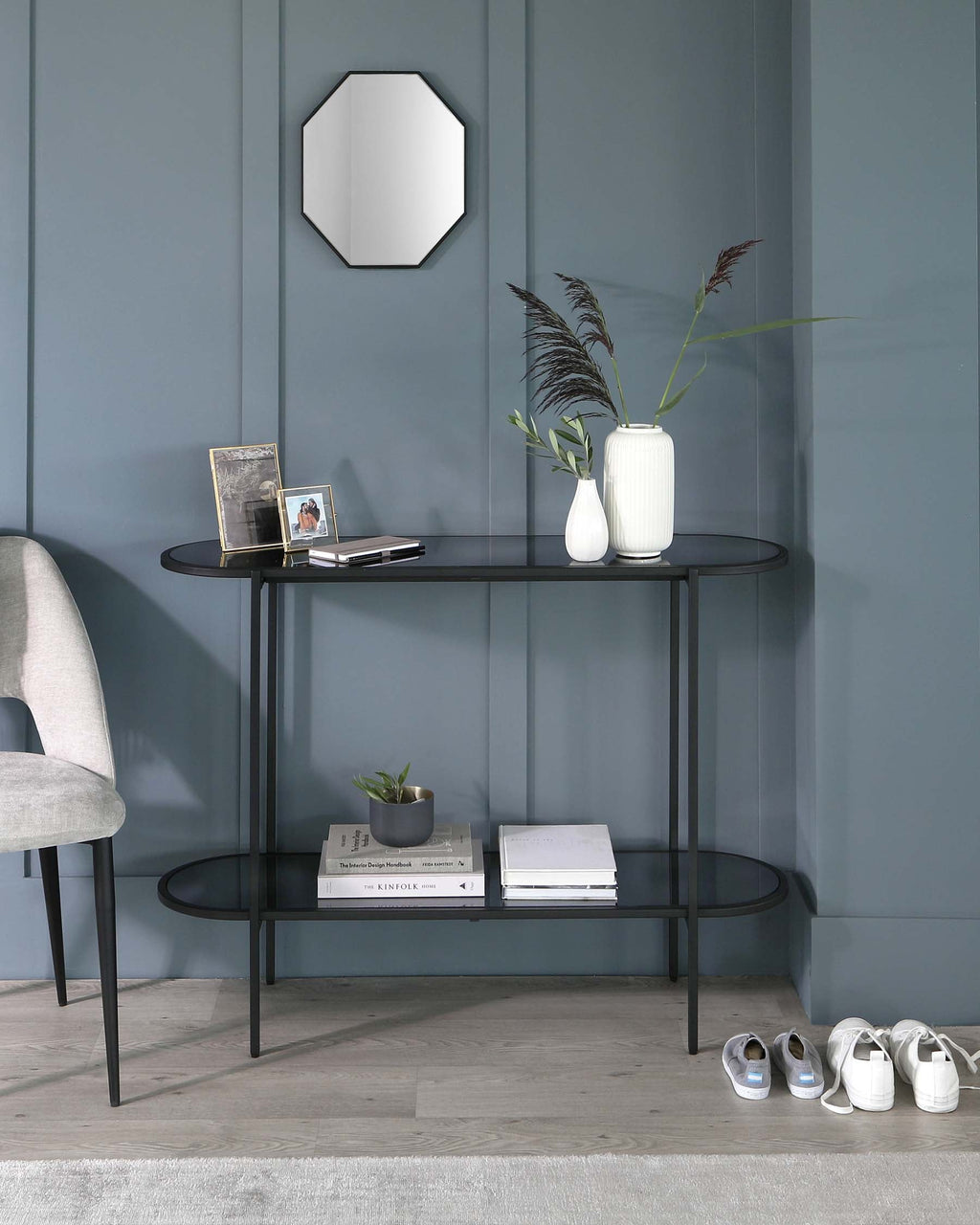 Table console Thea en miroir fumé noir