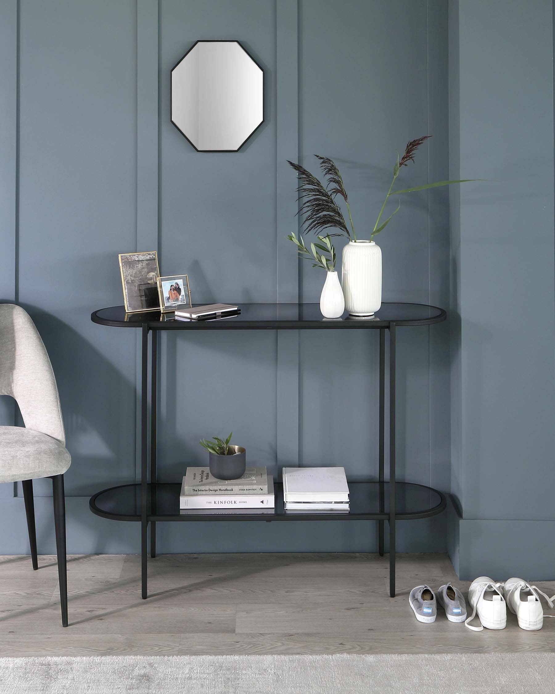 Table console Thea en miroir fumé noir