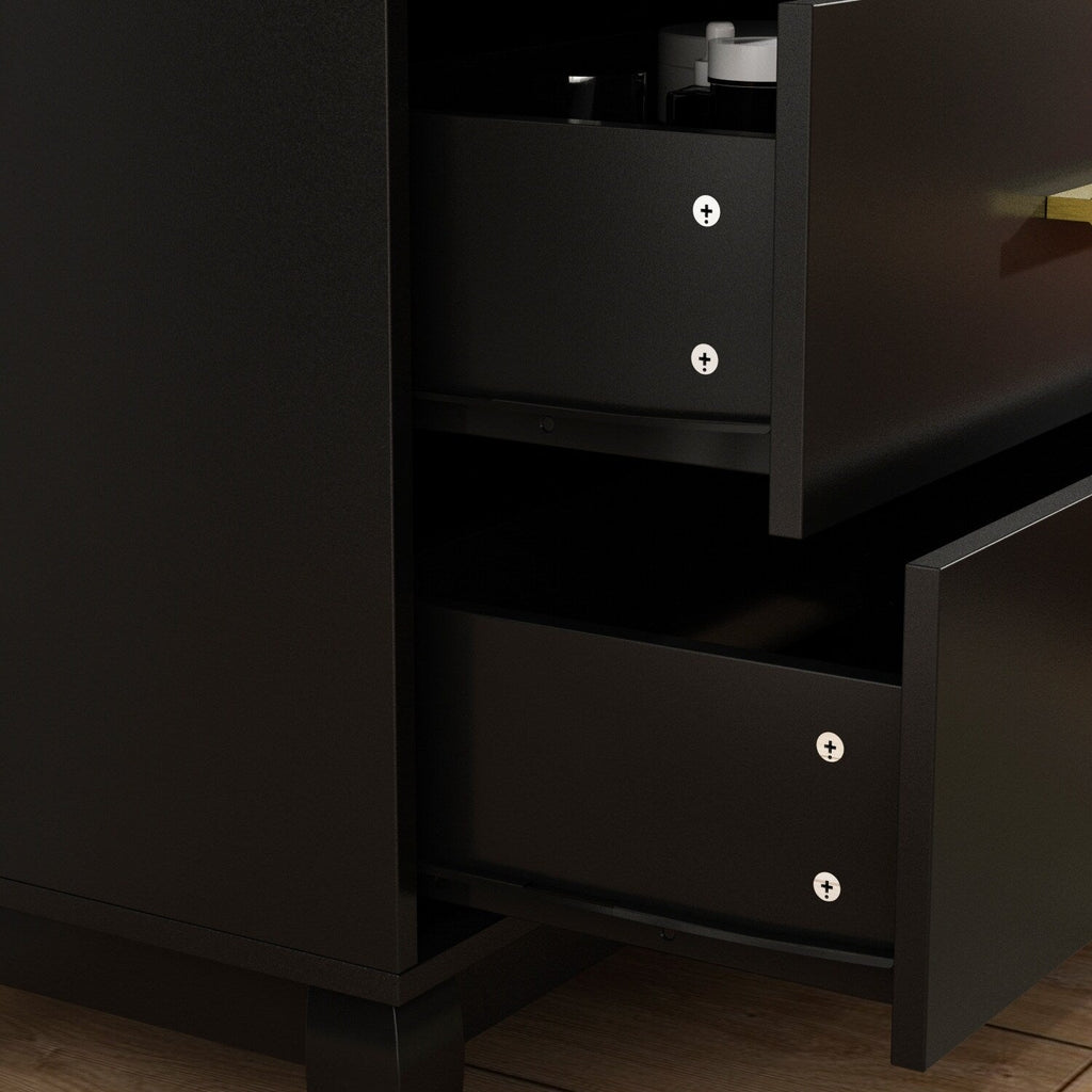 Commode double Timechee à 6 tiroirs, 47,2 po de largeur, pieds en bois massif, coffre laqué