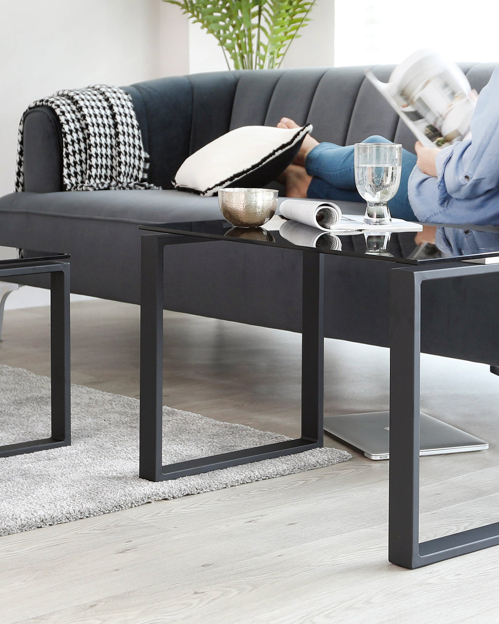 Ensemble de table basse en verre fumé Tiva