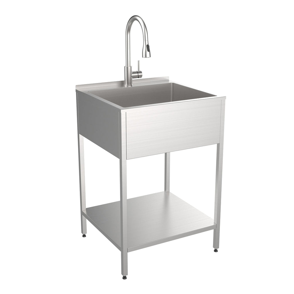 Évier de buanderie et lavabo en acier inoxydable Transolid EWS-2422S de 24 po de largeur x 22 po de profondeur x 35 po de hauteur - 24 po x 22 po