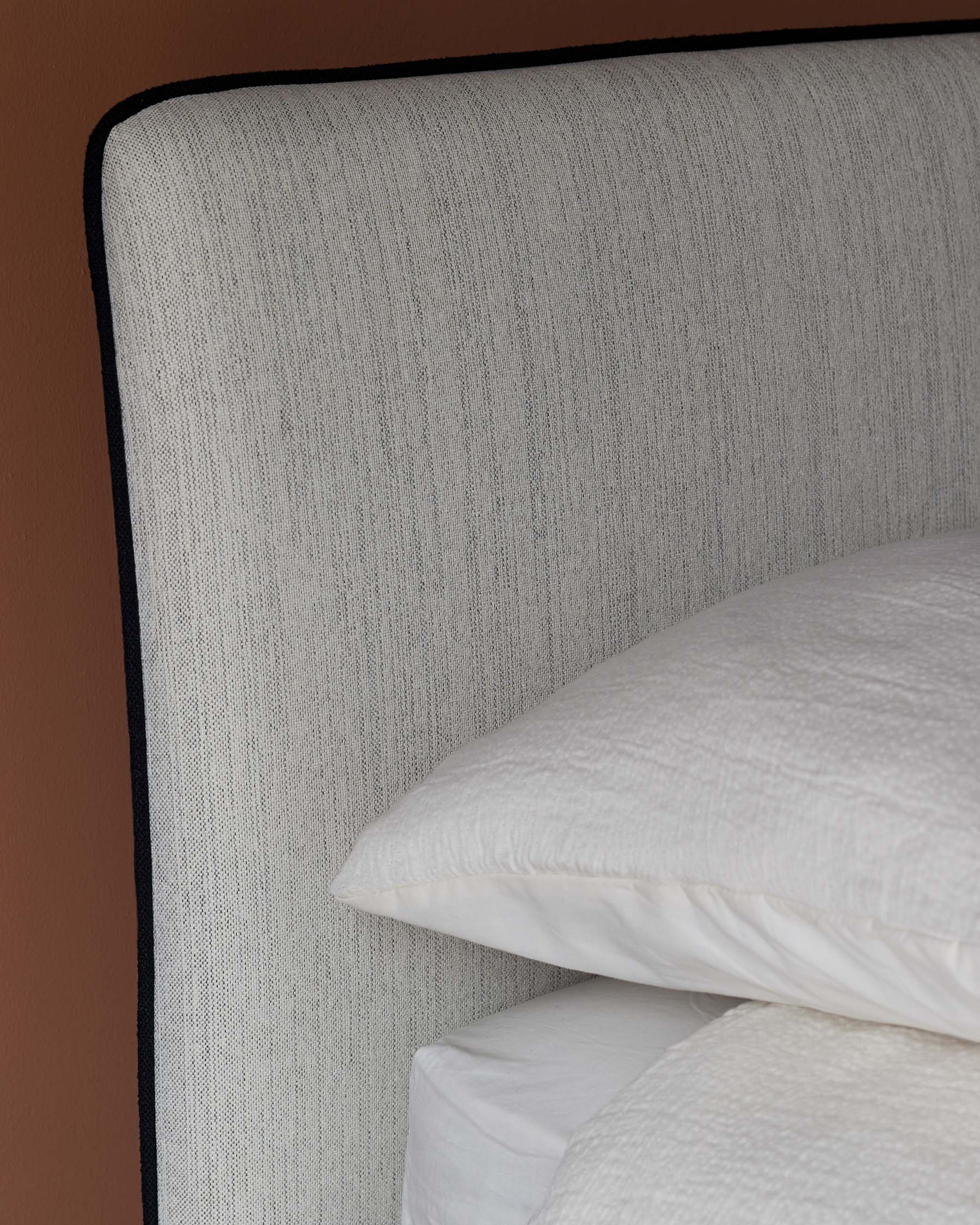 Lit coffre double Turin en tissu bicolore ivoire