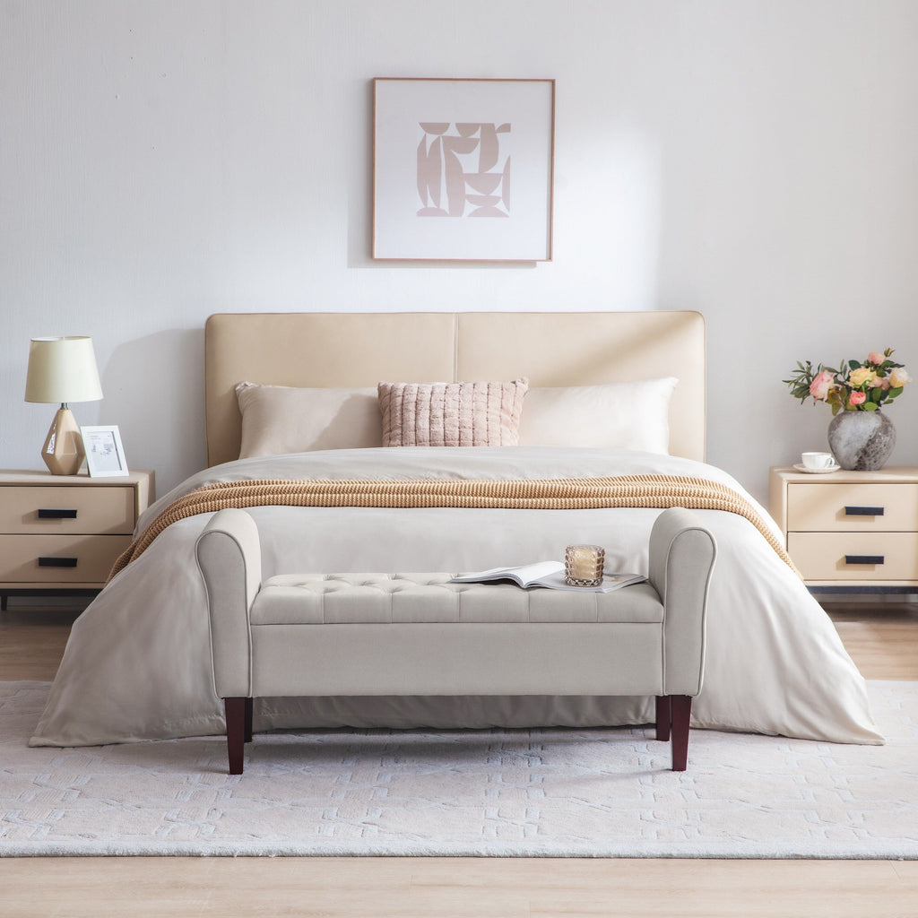 Banc de rangement rembourré, banc d'entrée avec dessus rabattable touffeté, 50,4 pouces