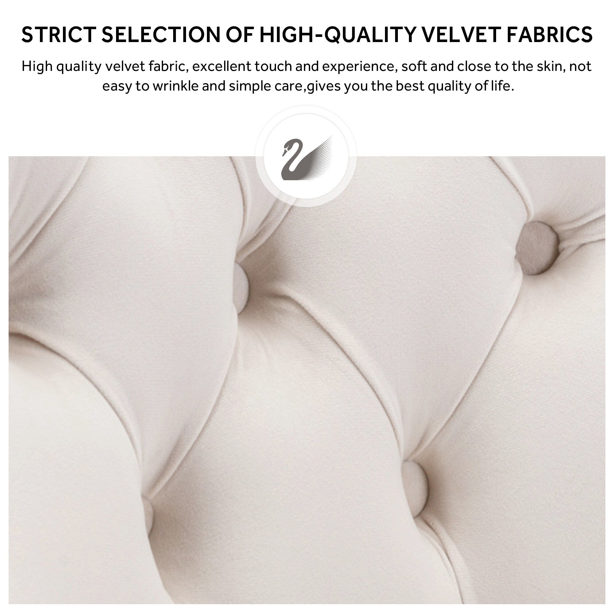 Chaise de salle à manger capitonnée en velours avec pieds en bois massif, lot de 6