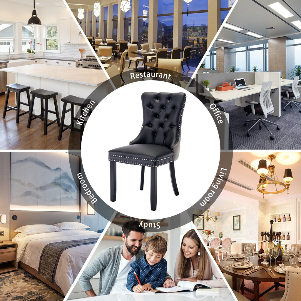 Chaise de salle à manger capitonnée en velours avec pieds en bois massif, lot de 6