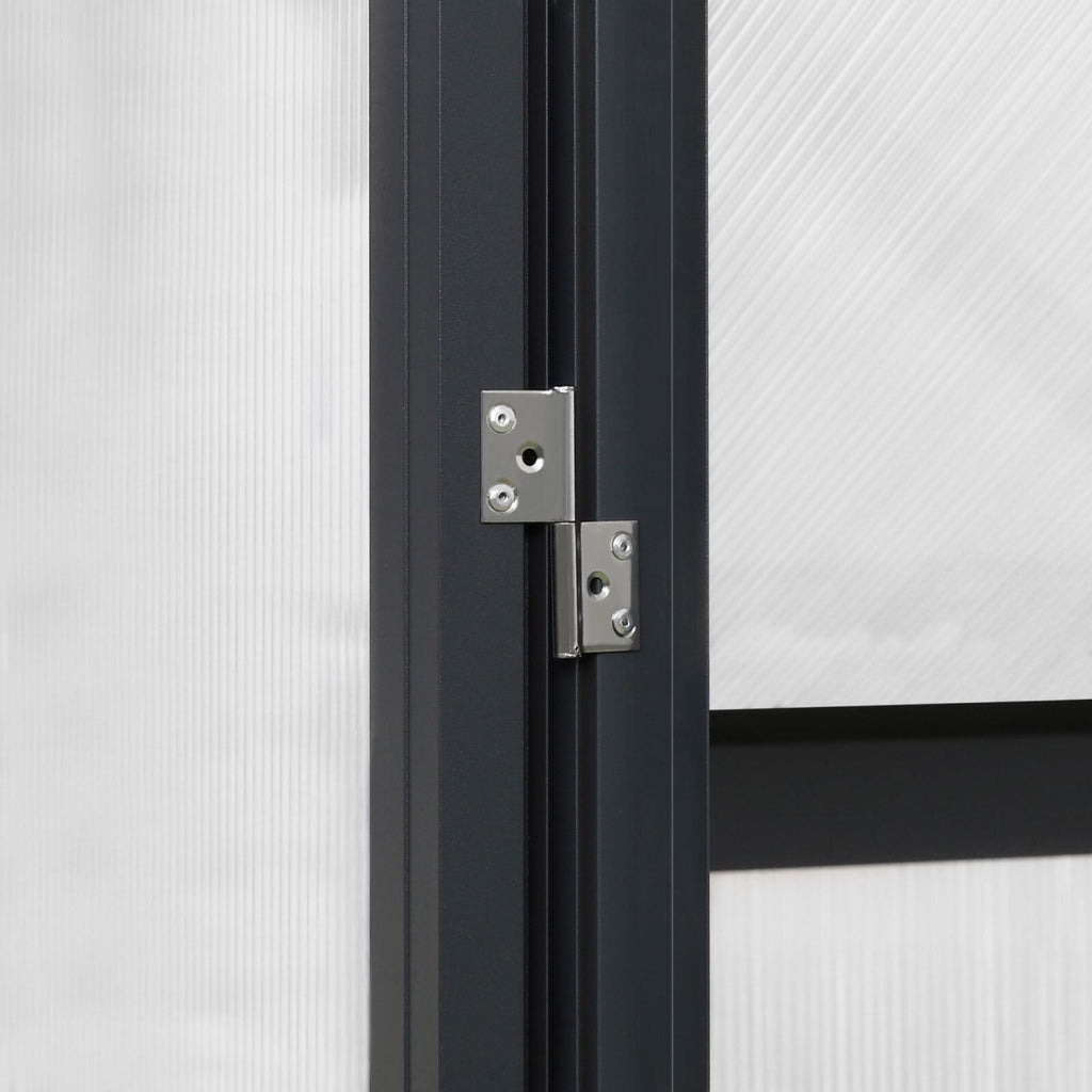 Serre de jardin en aluminium VEIKOUS avec ventilation de toit réglable et porte verrouillable, gris