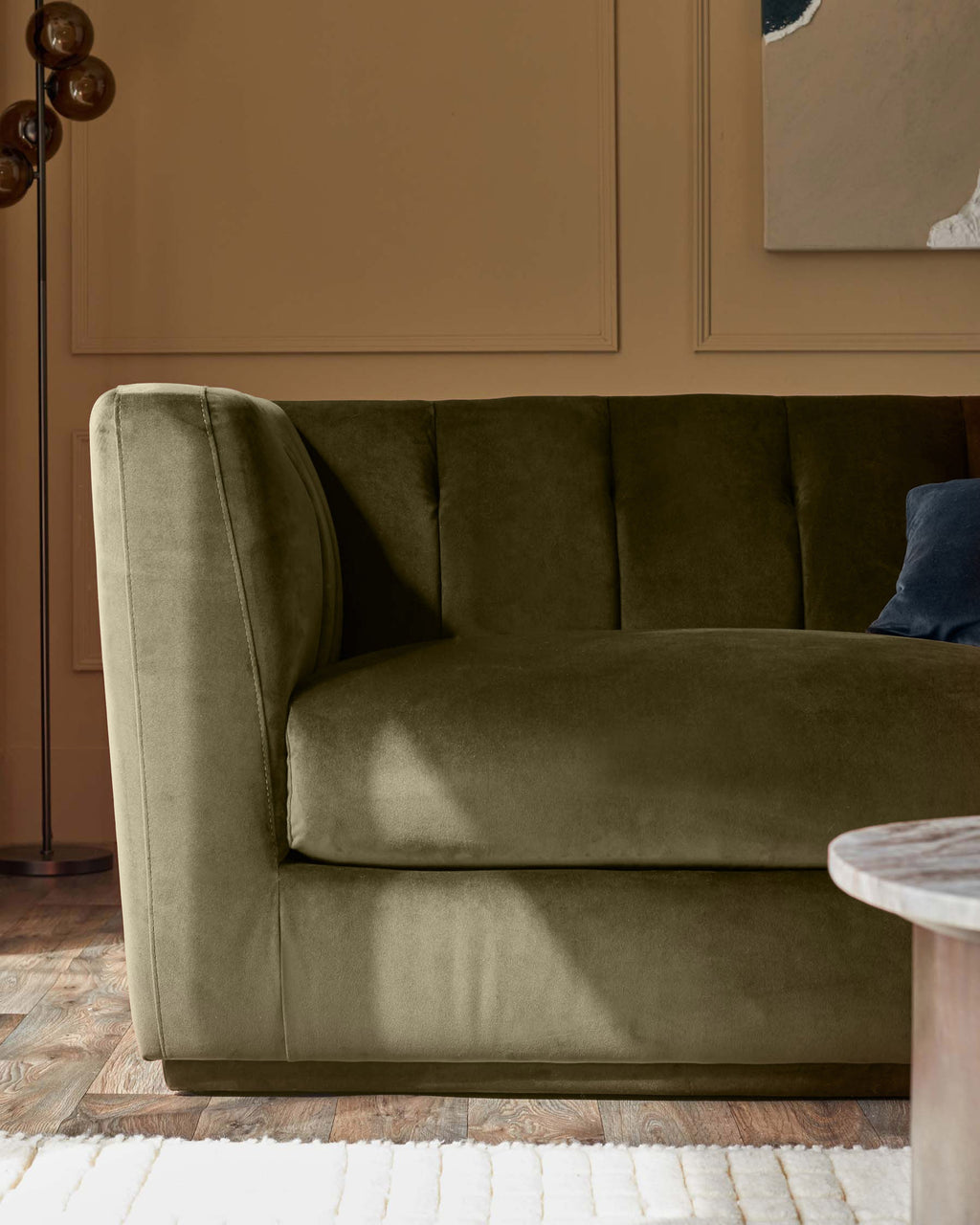 Canapé 3 places Valentina en velours vert olive