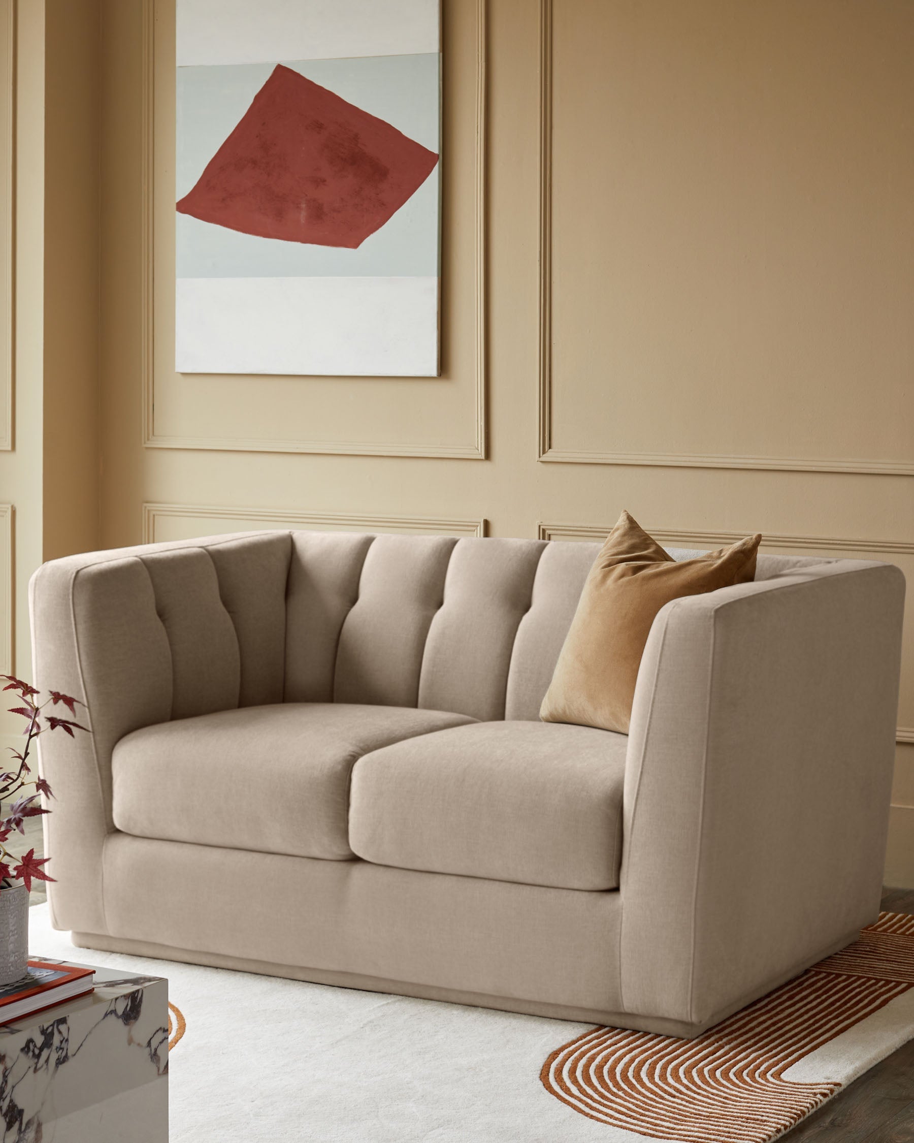 Canapé 2 places Valentina en velours champagne