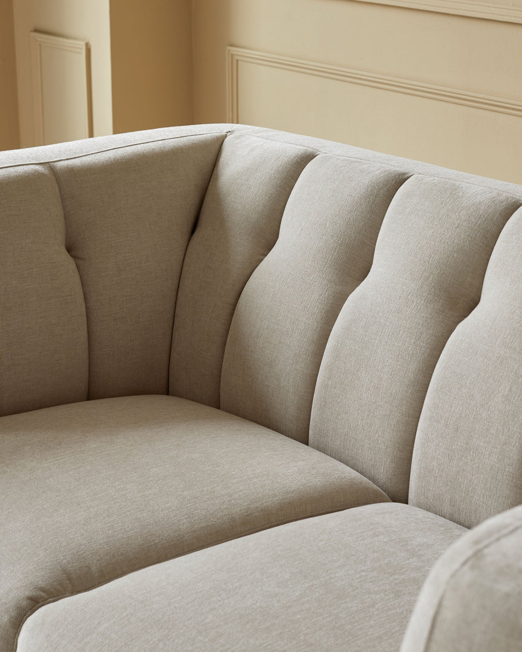 Canapé 2 places Valentina en chenille champagne