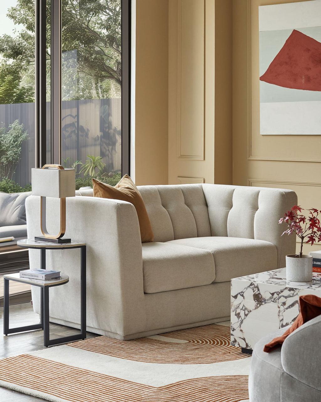 Table d'appoint en céramique Calacatta blanche Demi