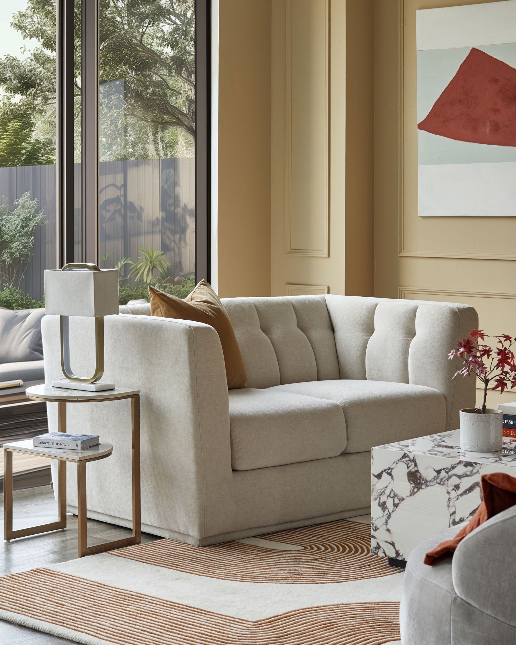 Table d'appoint en céramique demi-naturelle