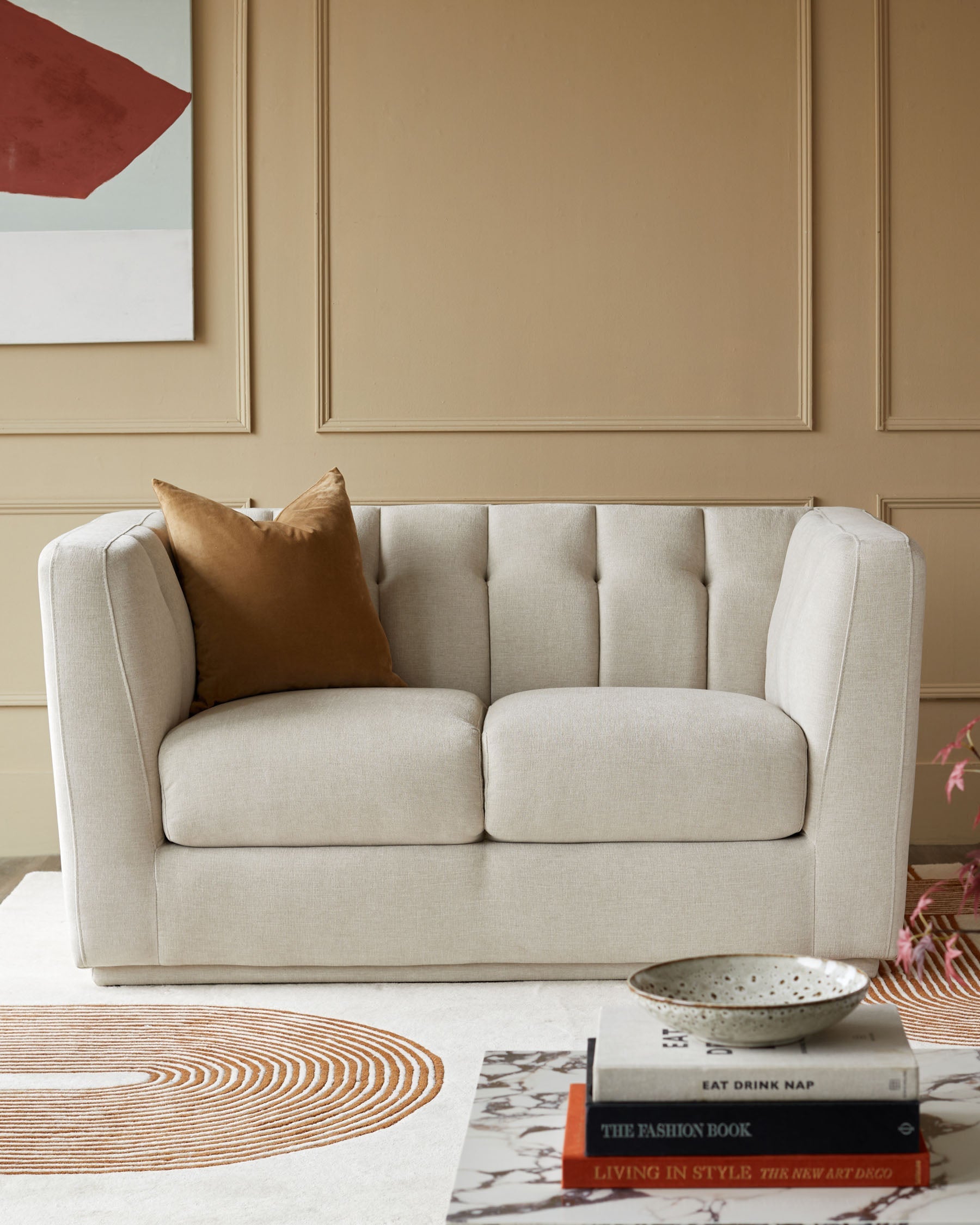 Canapé 2 places Valentina en chenille champagne