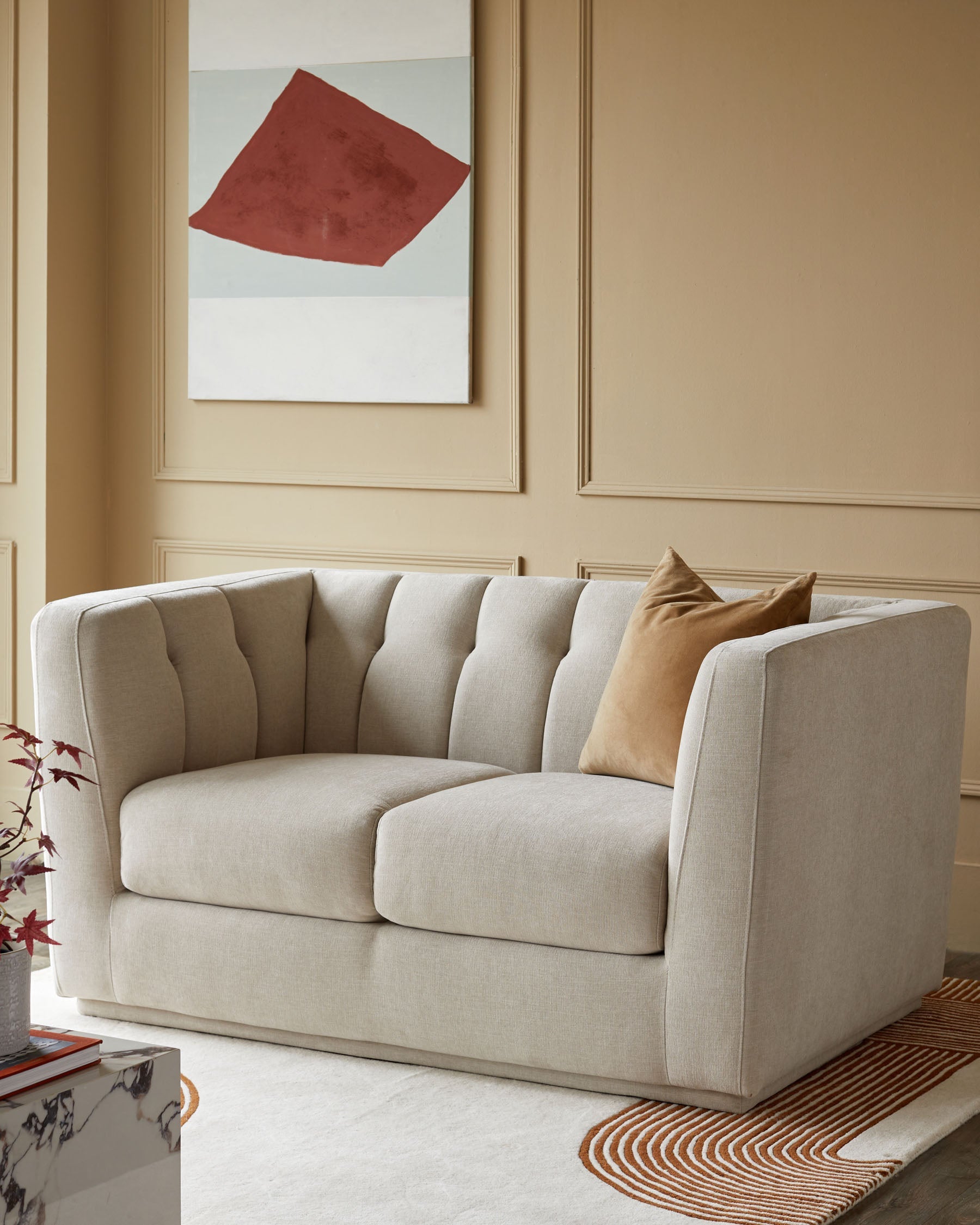 Canapé 2 places Valentina en chenille champagne