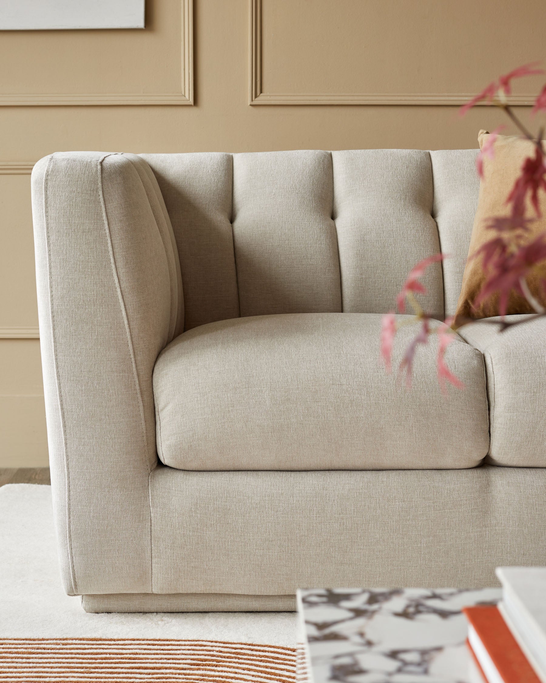 Canapé 2 places Valentina en chenille champagne