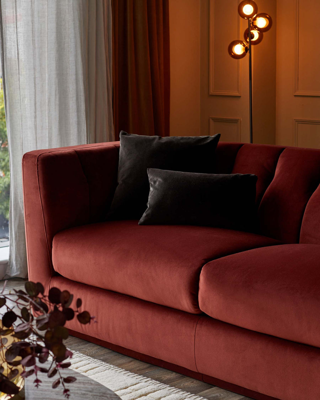 Canapé 2 places Valentina en velours rouge