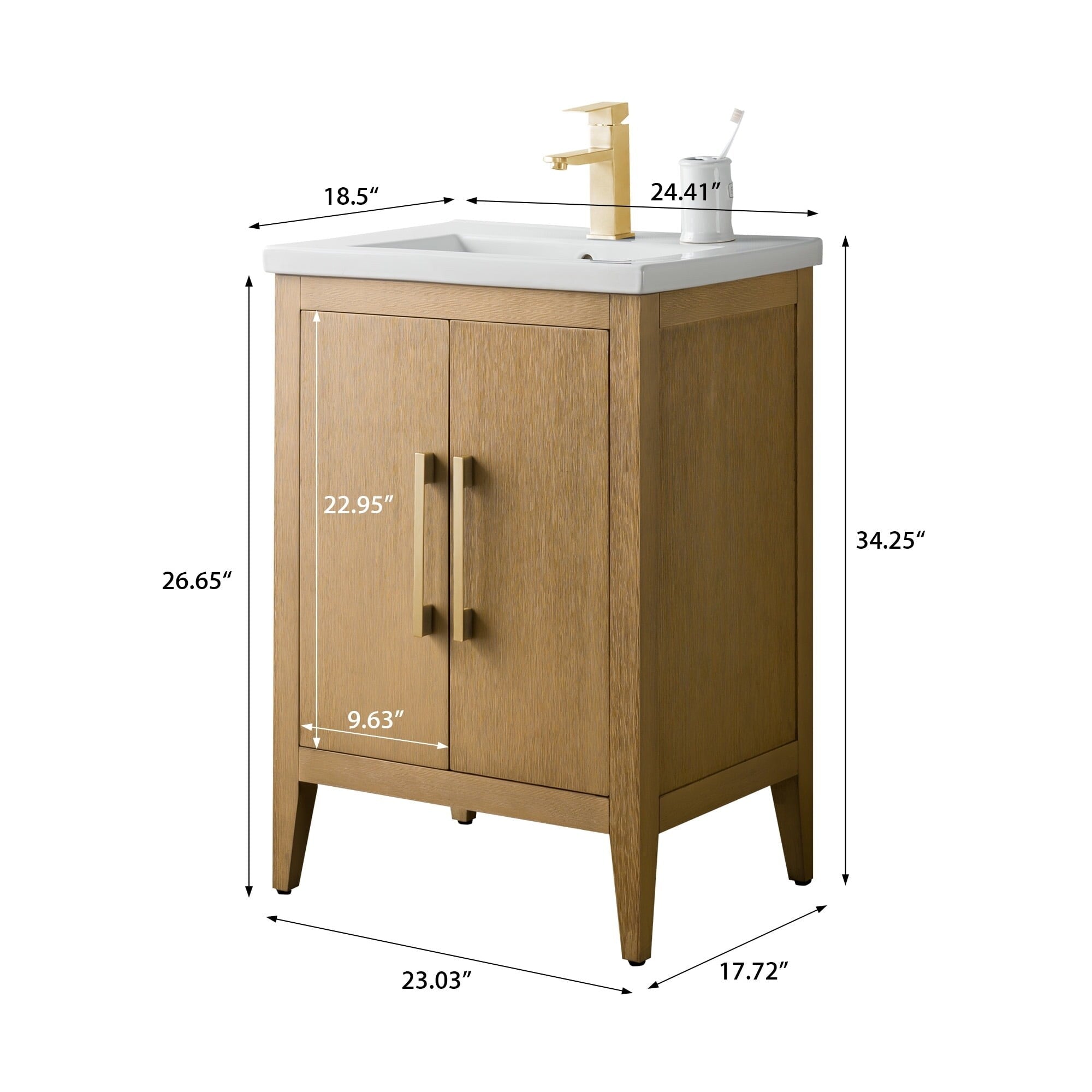 Meuble-lavabo simple Vanity Art 20, 24 ou 30 avec dessus en céramique