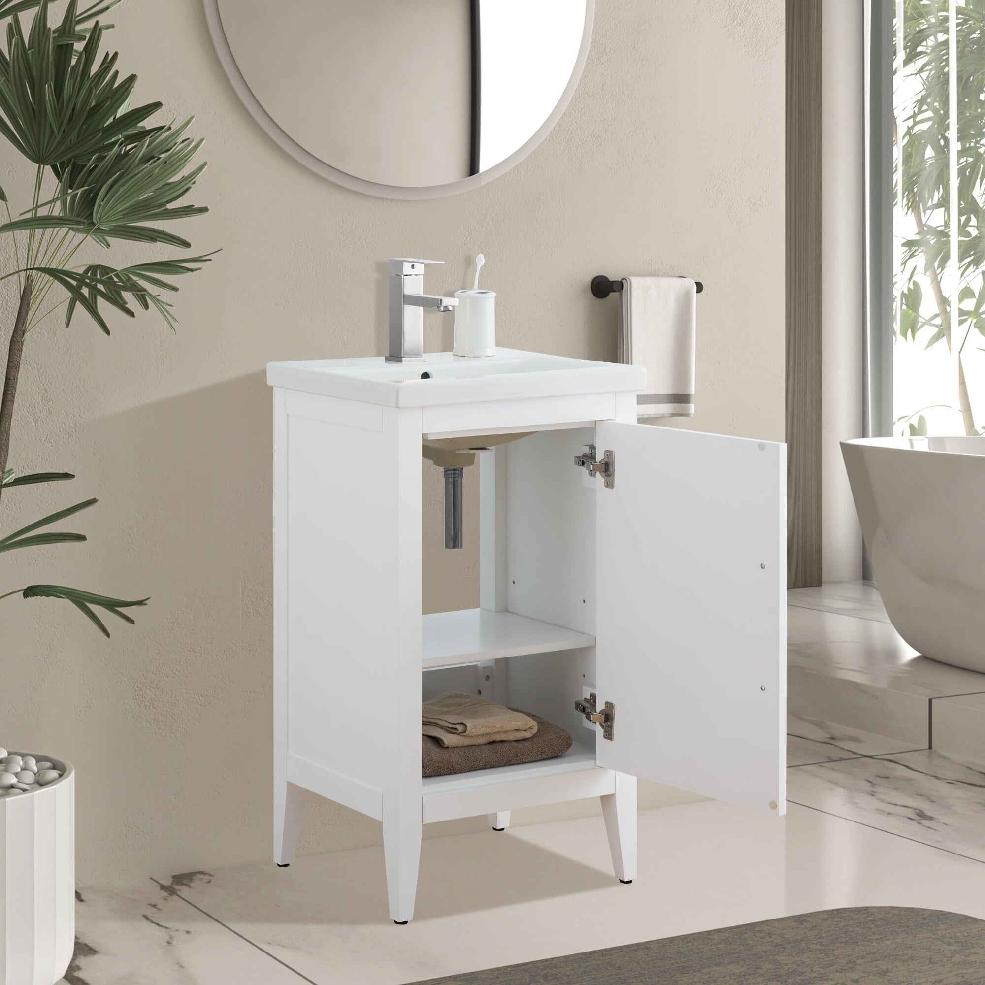 Meuble-lavabo simple Vanity Art 20, 24 ou 30 avec dessus en céramique