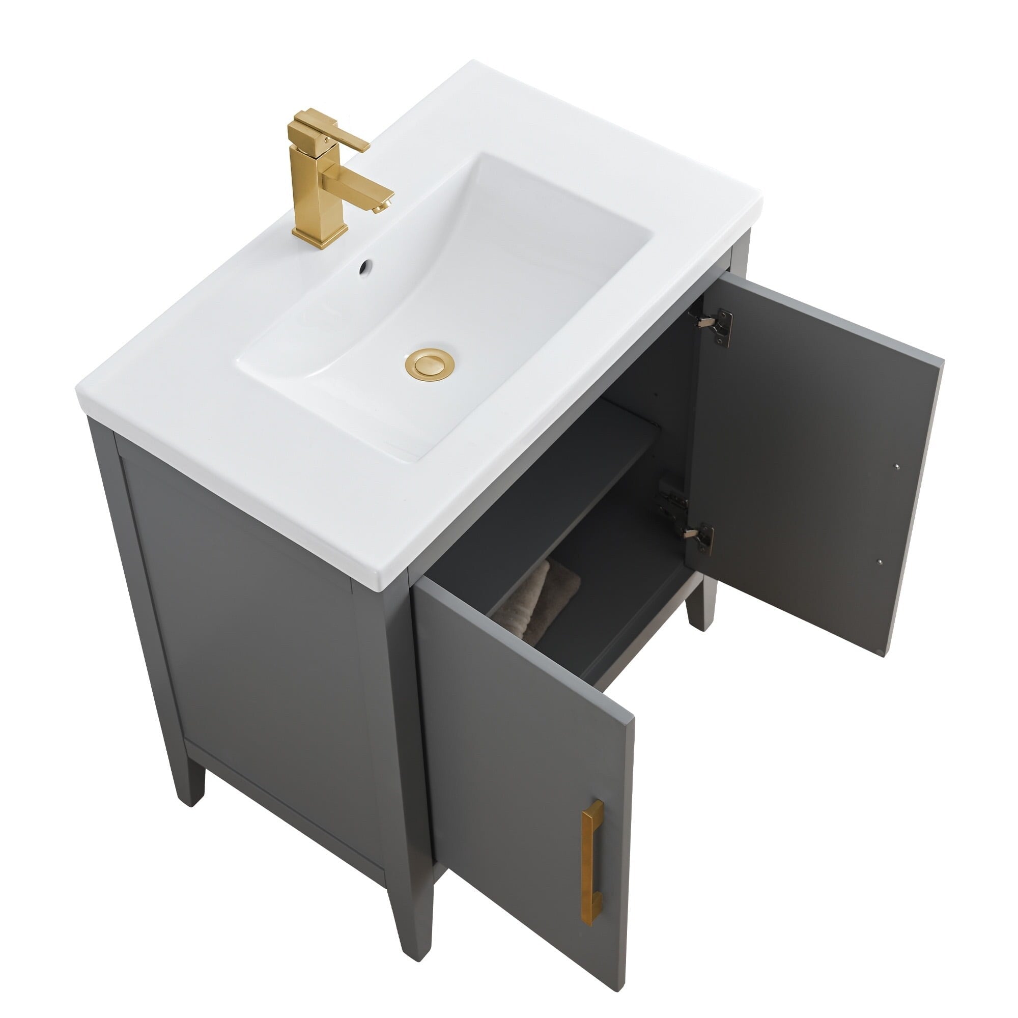 Meuble-lavabo simple Vanity Art 20, 24 ou 30 avec dessus en céramique