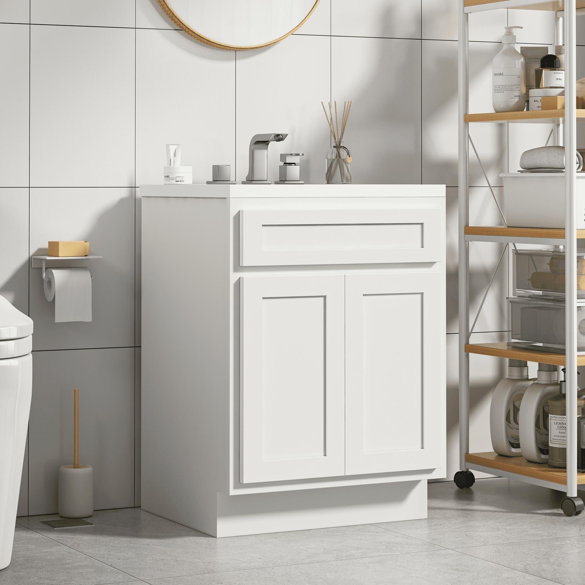 Meuble-lavabo simple en bois massif de 24 pouces de Vanity Art