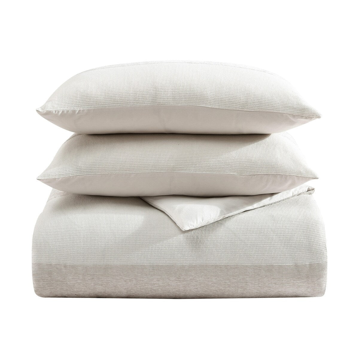 Parure de couette Vera Wang en chenille gaufrée beige à rayures