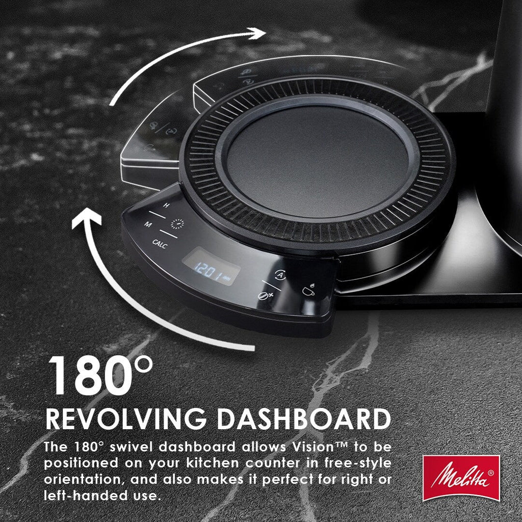 Cafetière filtre Vision Luxe 12 tasses avec tableau de bord rotatif