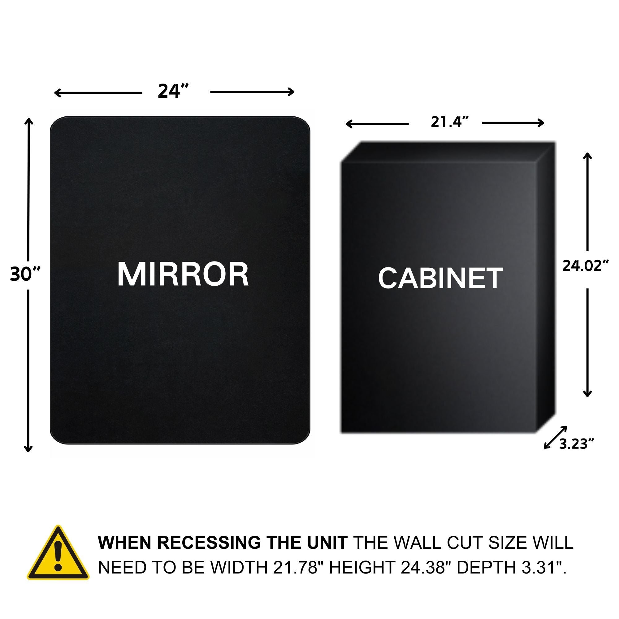Armoire à pharmacie encastrée TEHOME WH avec miroir et étagères réglables