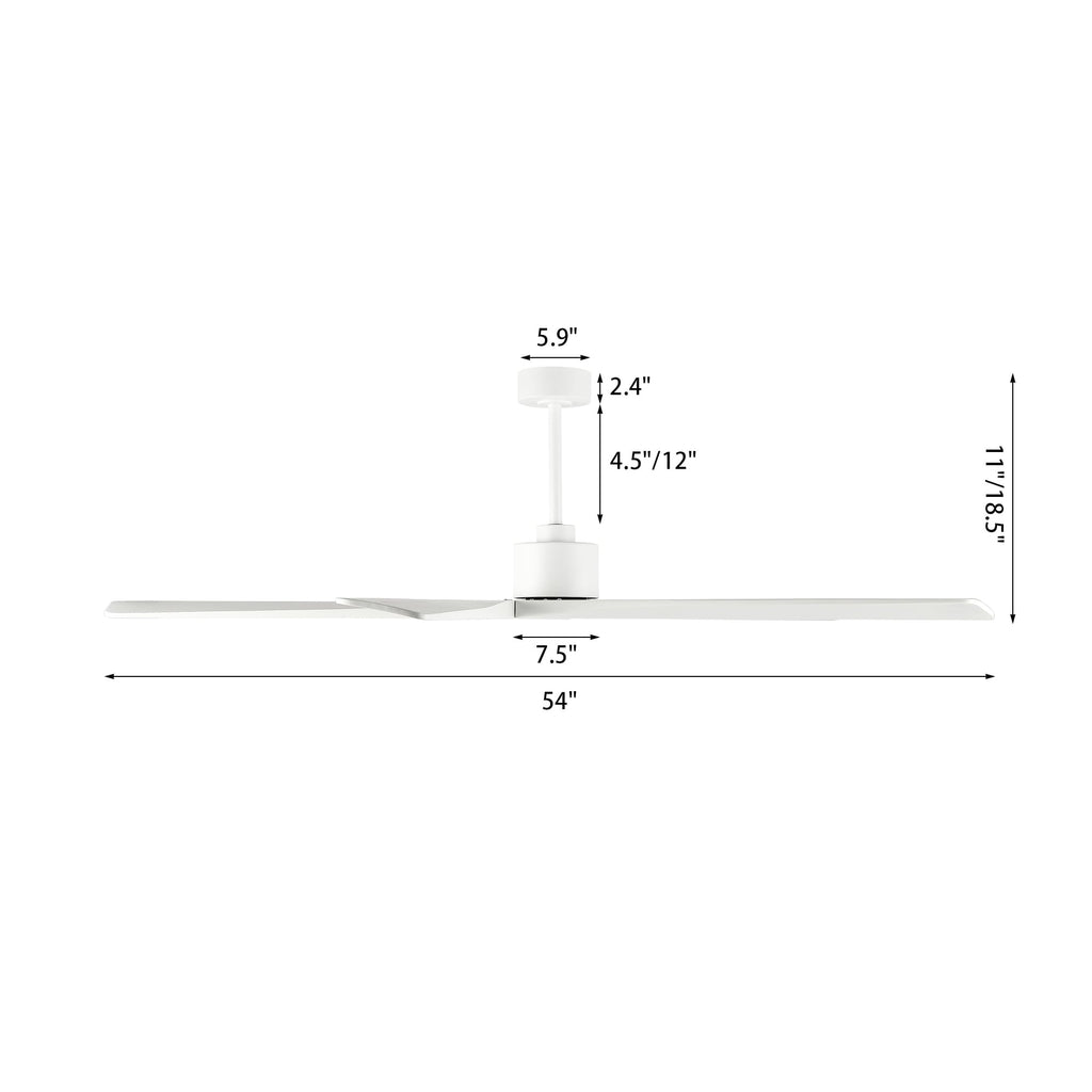 Ventilateur de plafond d'intérieur WINGBO 54 pouces avec moteur à courant continu sans éclairage - N/A