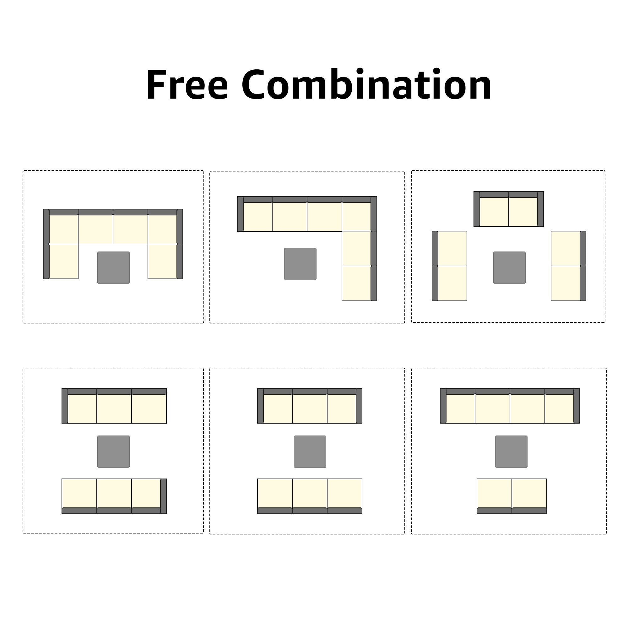 Ensemble de canapés d'extérieur sectionnels rembourrés en osier et acier, 7 pièces