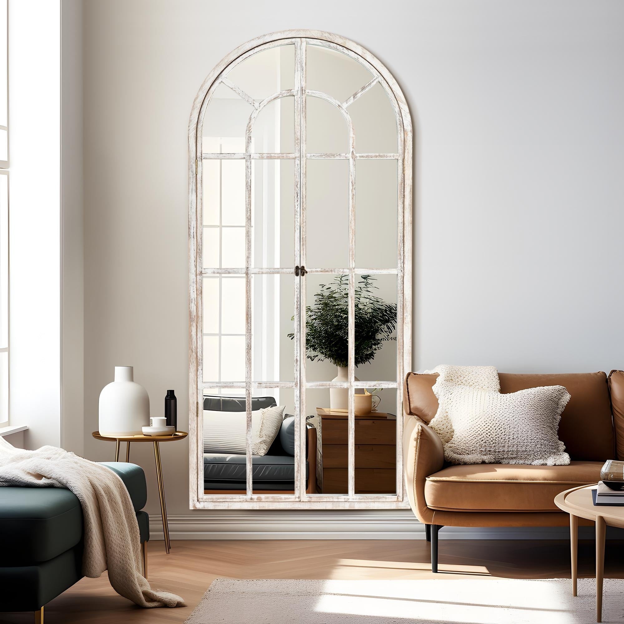 Miroir de fenêtre en bois arqué 71'' L x 31'' l