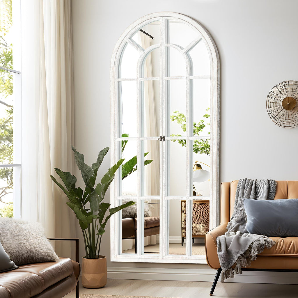 Miroir de fenêtre en bois arqué 71'' L x 31'' l