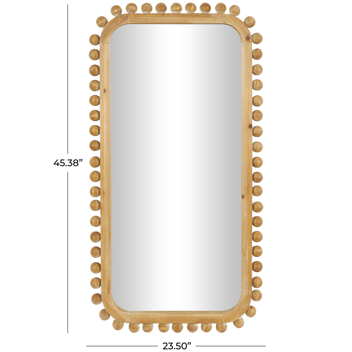 Miroir mural en bois avec cadre perlé - Marron - Roche River Decor