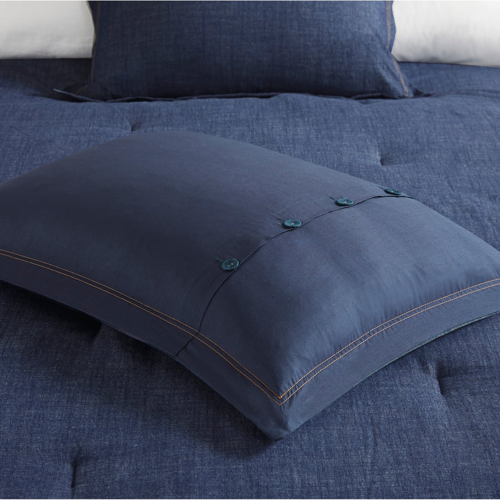 Parure de couette surdimensionnée et rembourrée en denim bleu Woolrich Perry