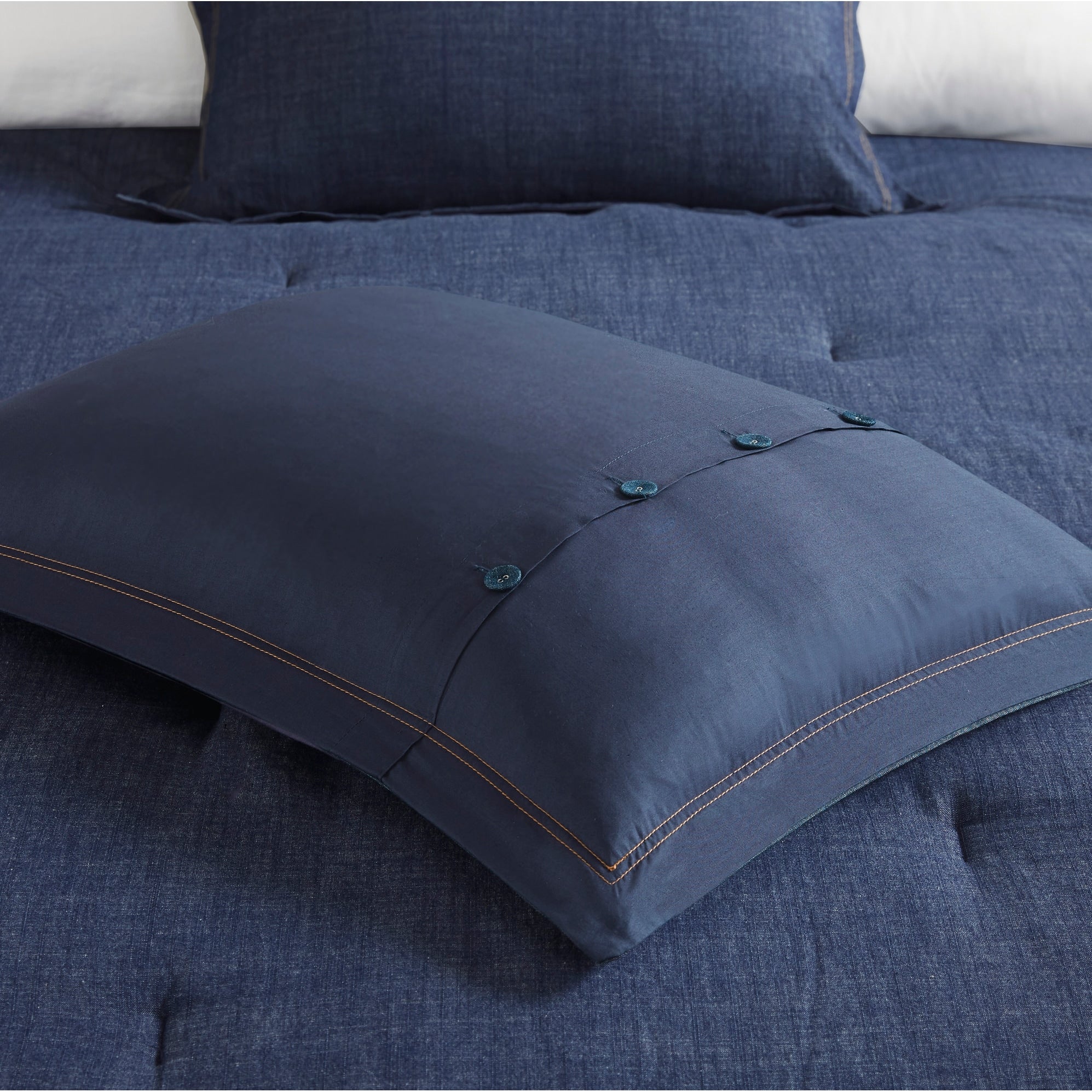 Parure de couette surdimensionnée et rembourrée en denim bleu Woolrich Perry