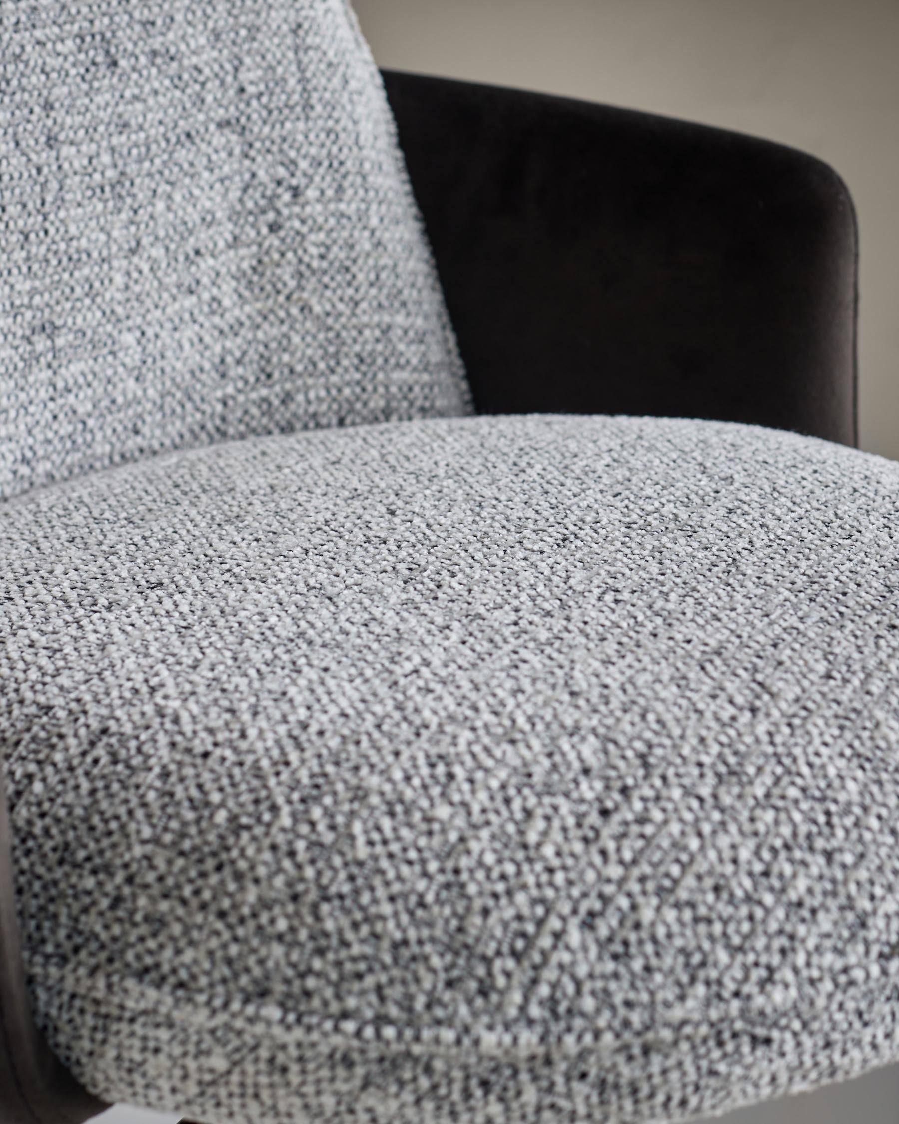 Tabouret de bar à vérin à gaz en tissu gris Wren et velours moka