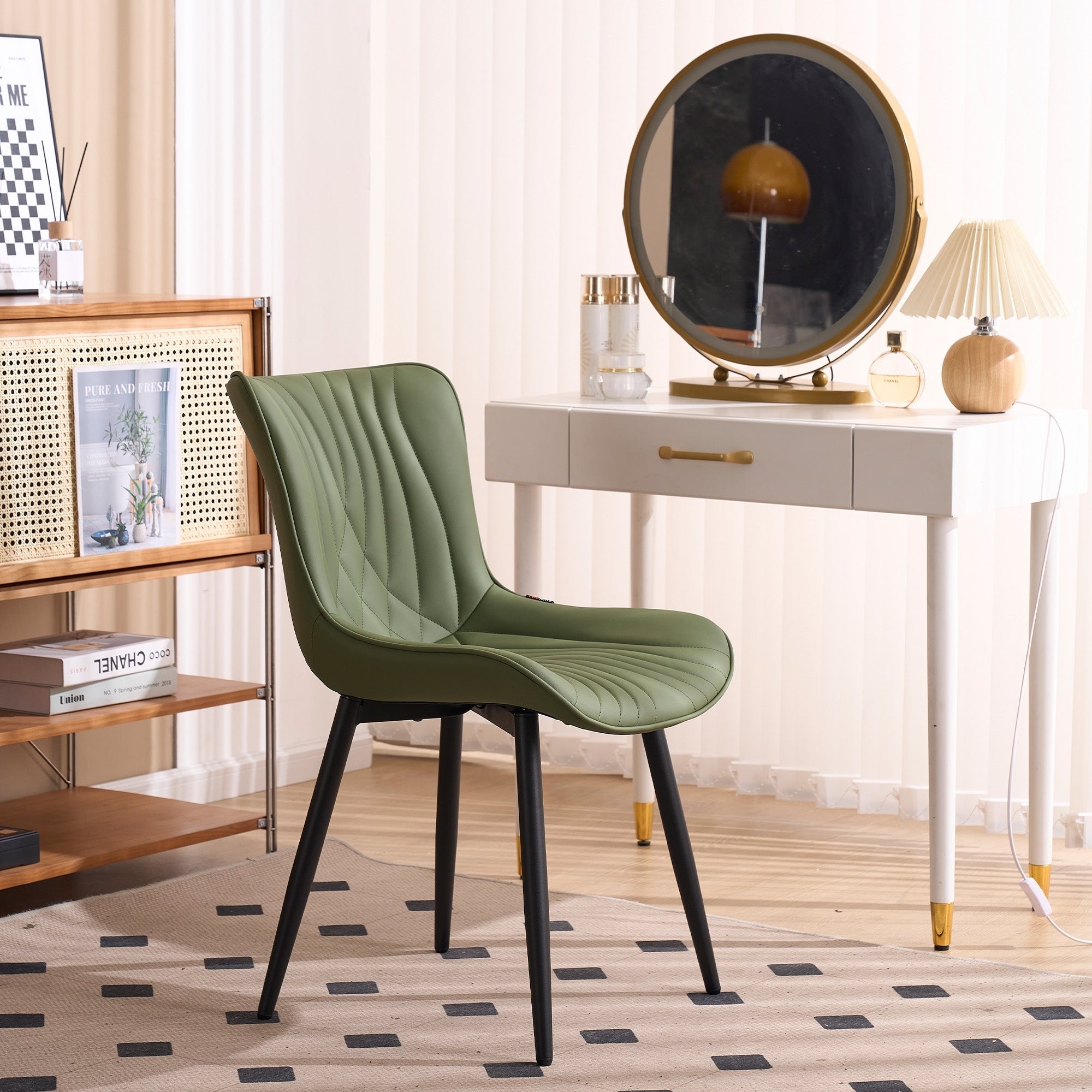 Lot de 2 chaises de salle à manger modernes en cuir rembourré sans accoudoirs