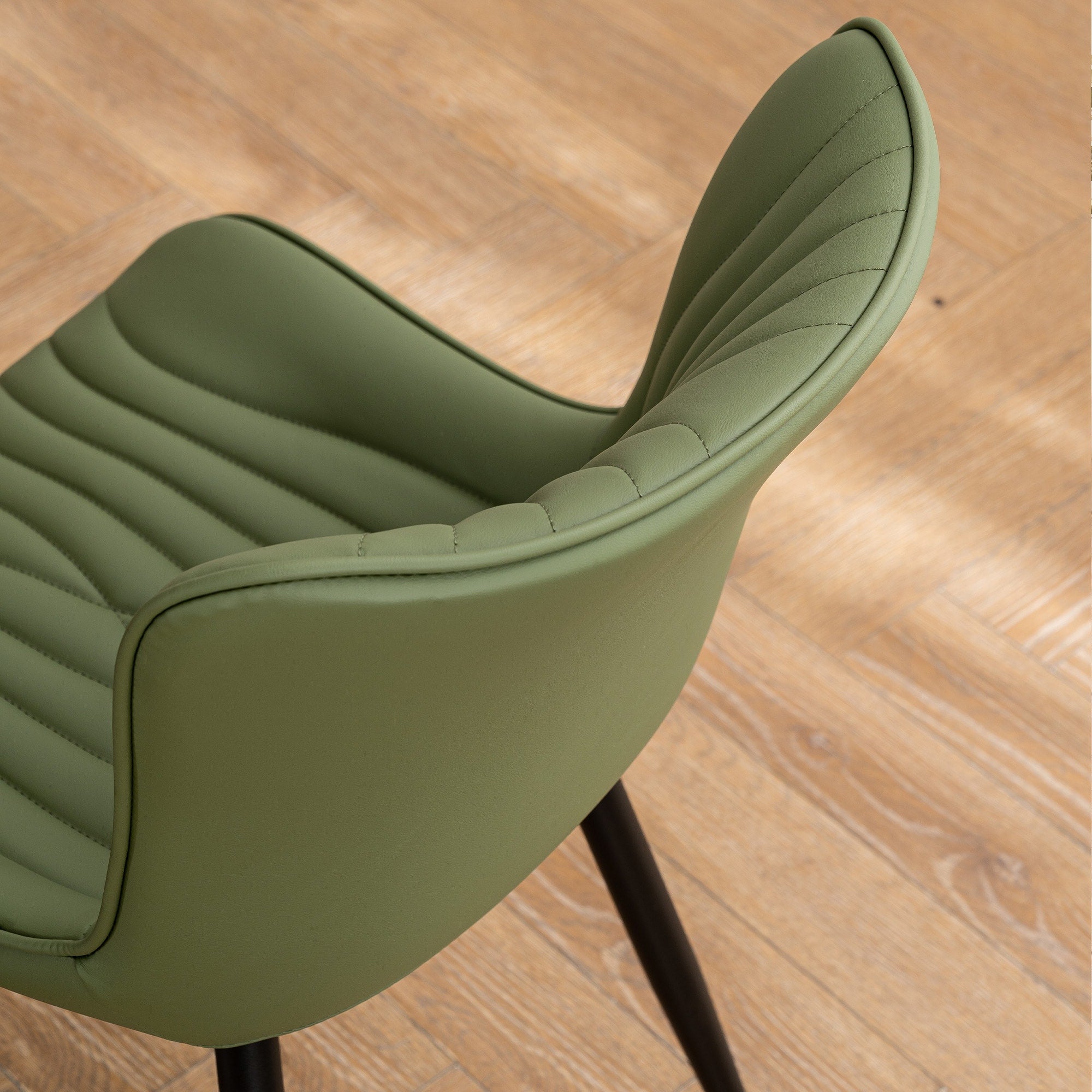 Lot de 2 chaises de salle à manger modernes en cuir rembourré sans accoudoirs