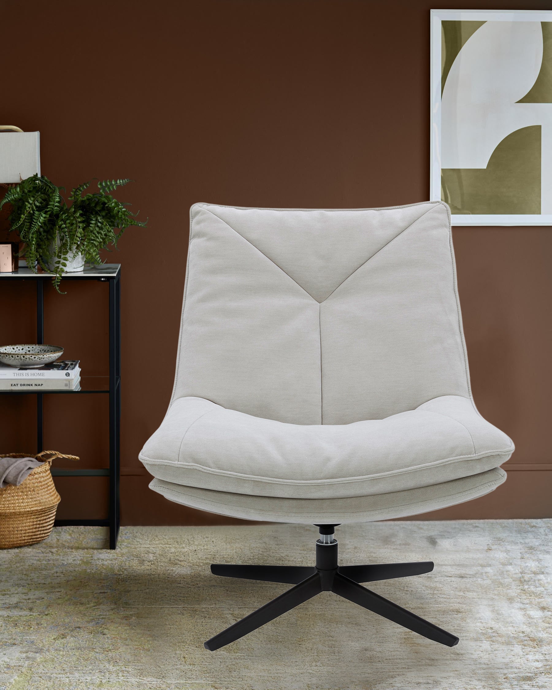 Fauteuil pivotant Zia en tissu gris naturel