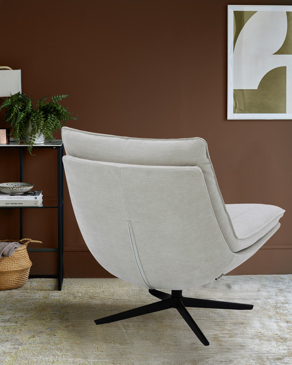 Fauteuil pivotant Zia en tissu gris naturel