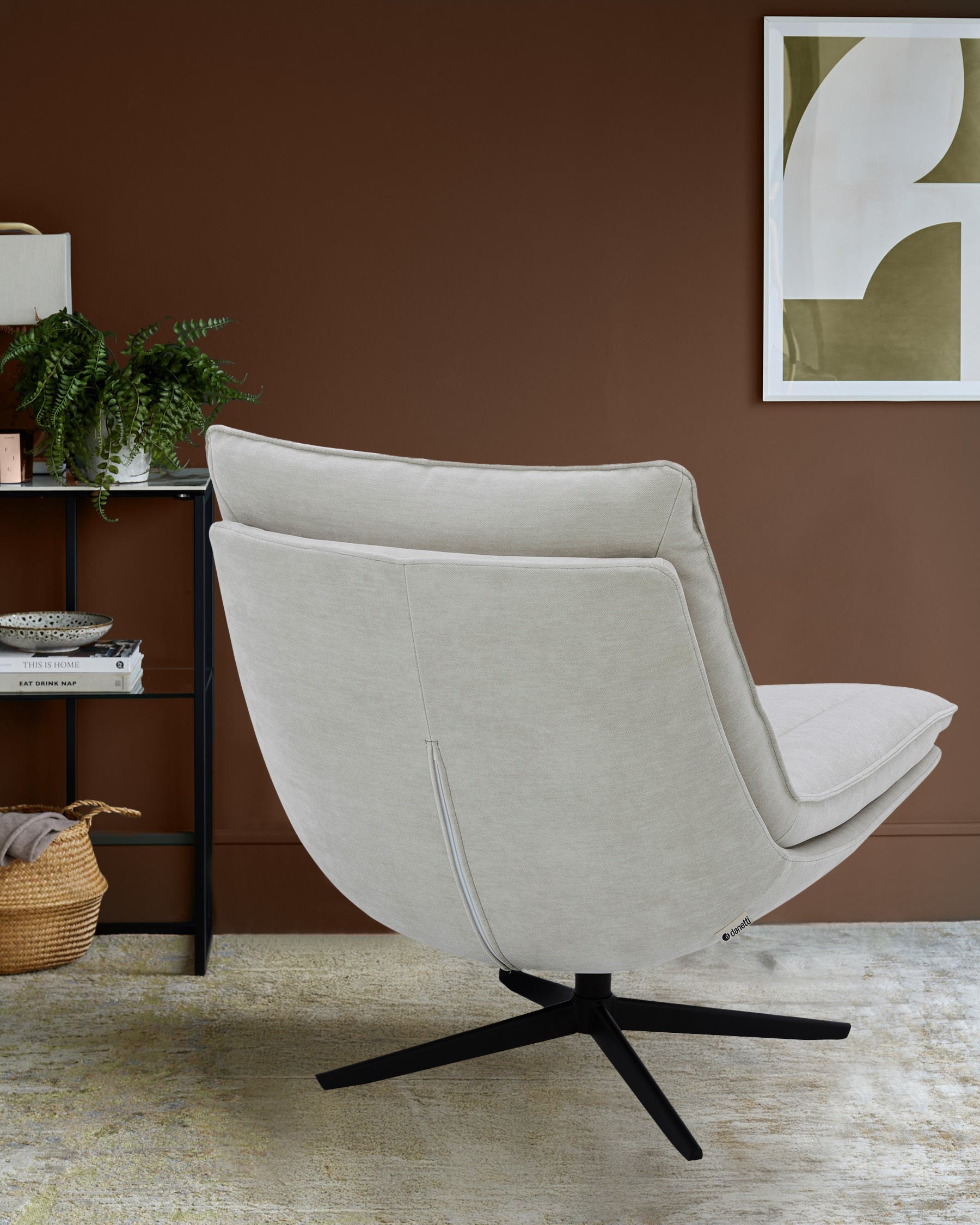 Fauteuil pivotant Zia en tissu gris naturel