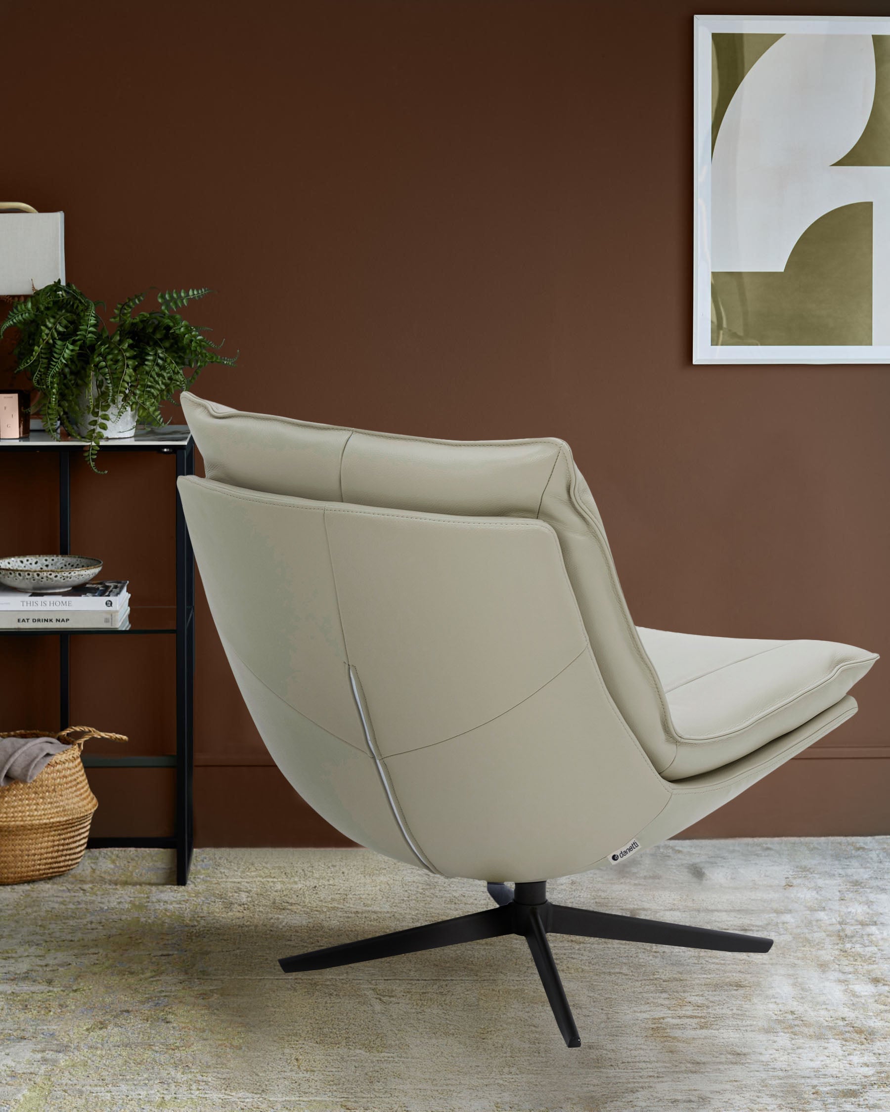 Fauteuil pivotant Zia en cuir gris naturel