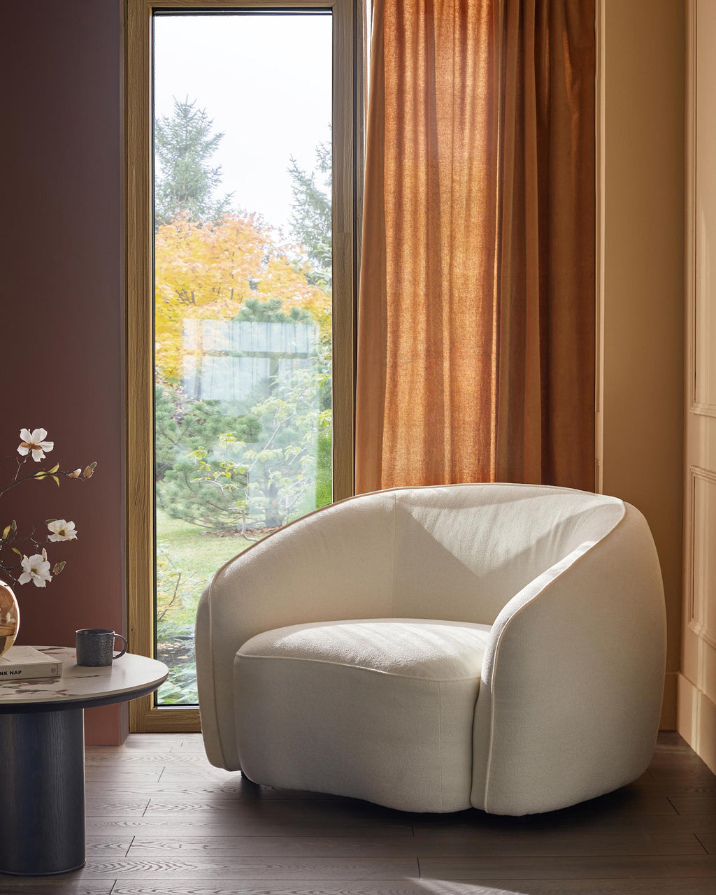 Fauteuil Zoey en bouclette ivoire