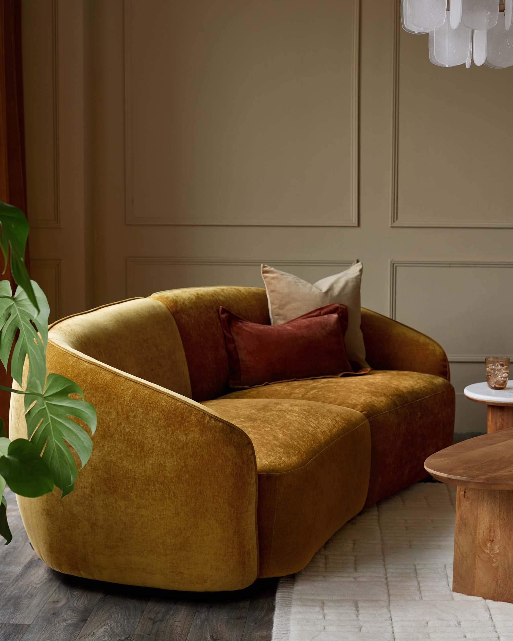 Canapé 3 places Zoey en tissu ocre