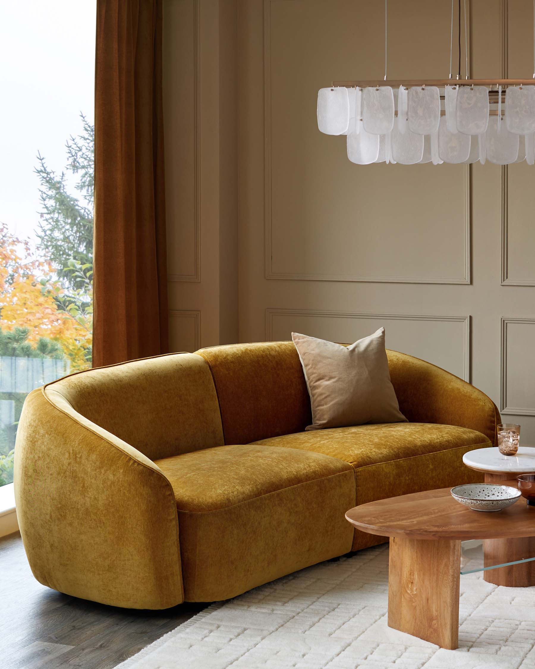 Canapé 3 places Zoey en tissu ocre